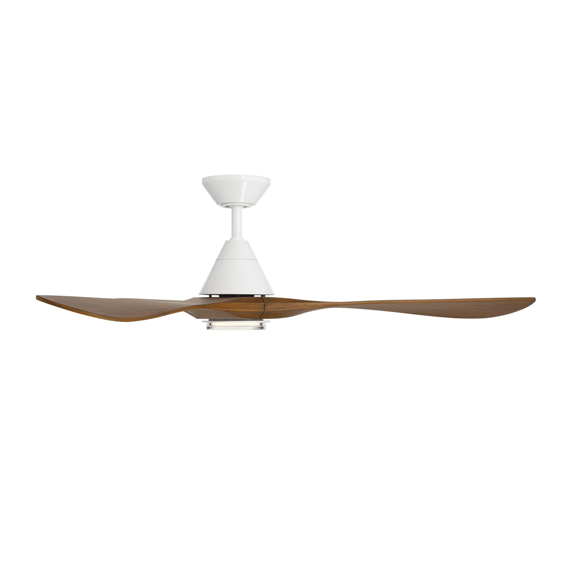 Carve 60" LED Smart Ceiling Fan, Matte White with Distressed Koa Blades