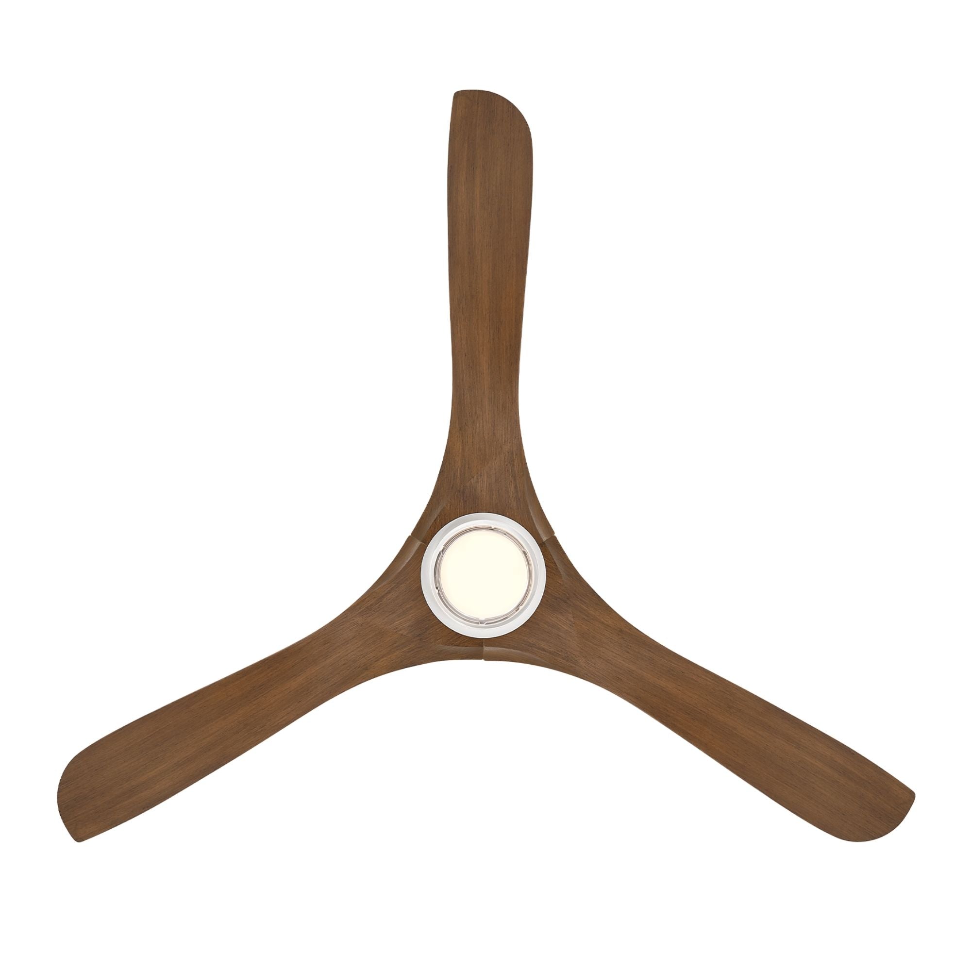 Carve 60" LED Smart Ceiling Fan, Matte White with Distressed Koa Blades