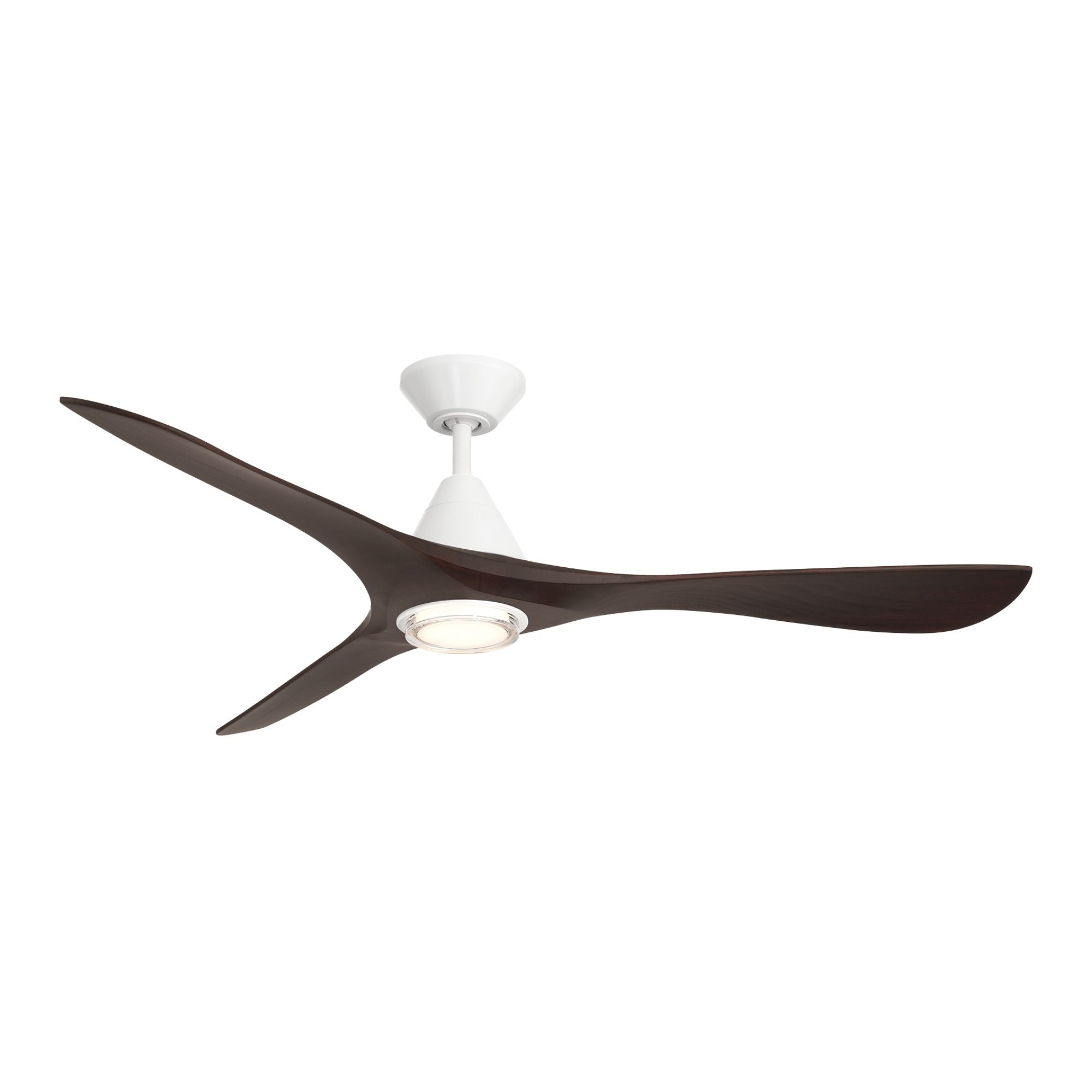 Carve 60" LED Smart Ceiling Fan, Matte White with Dark Walnut Blades