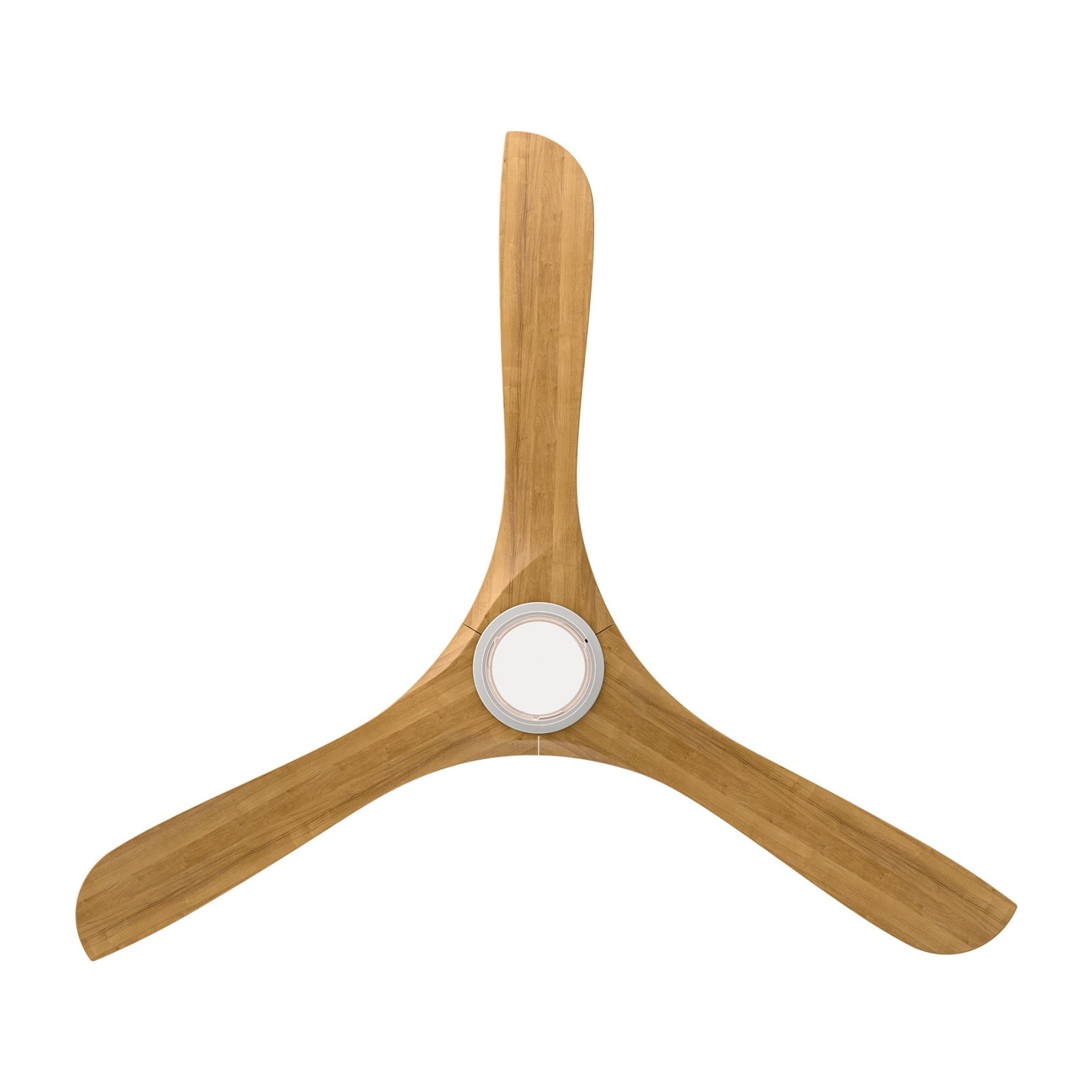 Modern Forms Carve 60" LED Smart Ceiling Fan, Matte White with Honey Oak Blades