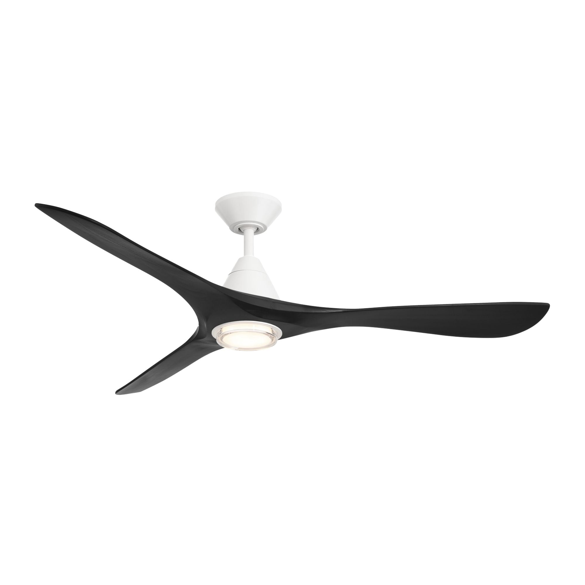 Carve 60" LED Smart Ceiling Fan, Matte White with Matte Black Blades