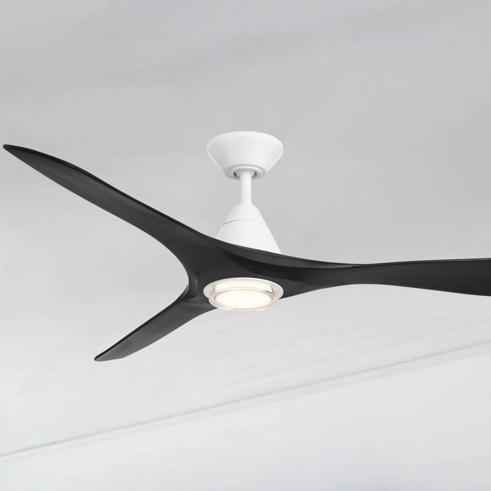 Carve 60" LED Smart Ceiling Fan, Matte White with Matte Black Blades