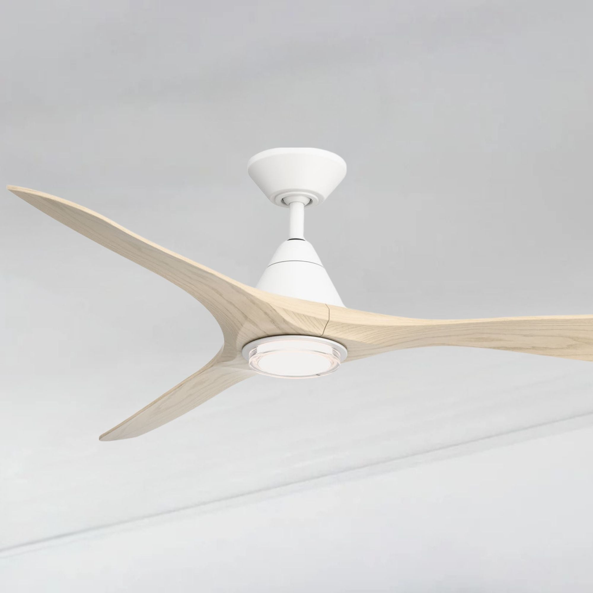 Modern Forms Carve 60" LED Smart Ceiling Fan, Matte White with White Oak Blades