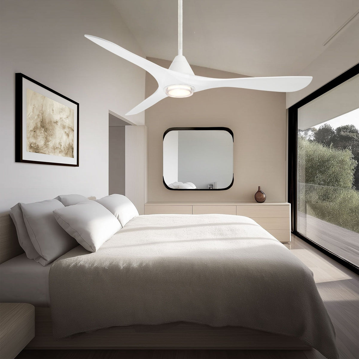 Carve 60" LED Smart Ceiling Fan, Matte White