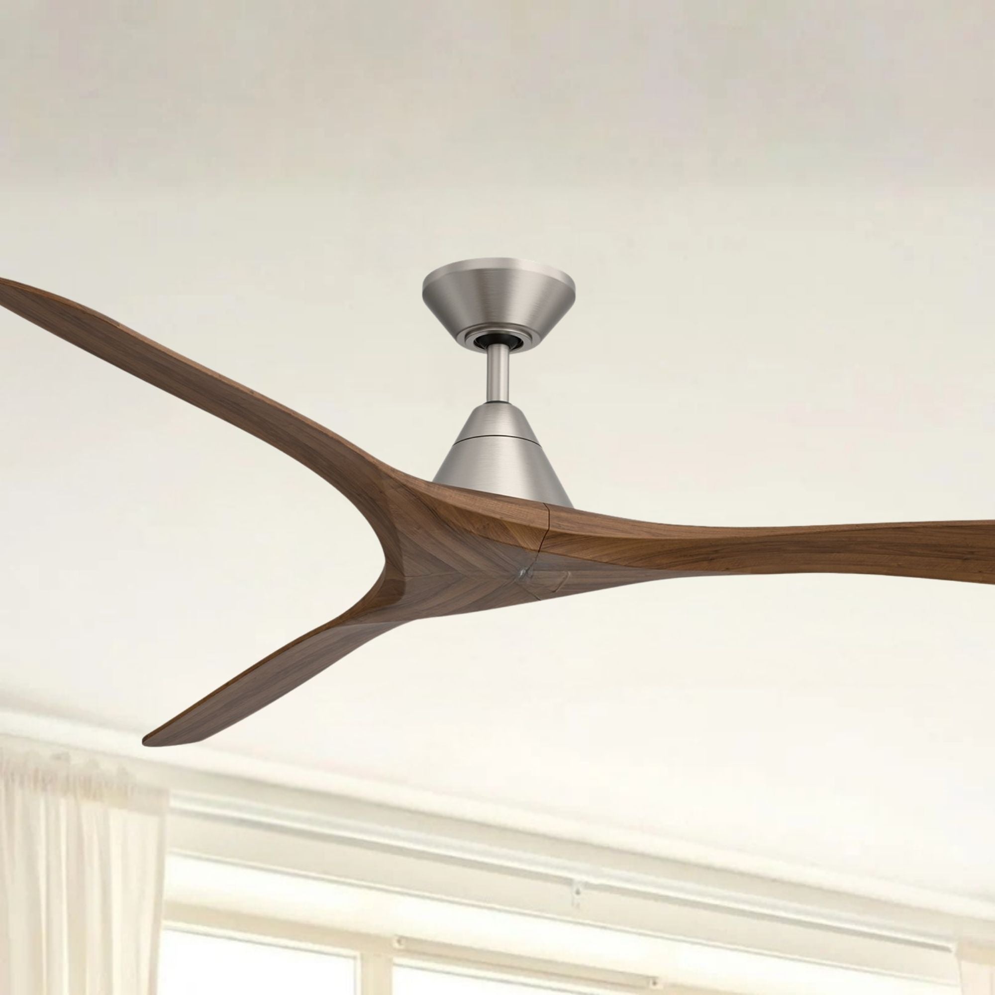 Modern Forms Carve 72" Smart Ceiling Fan, Antique Nickel with Distressed Koa Blades