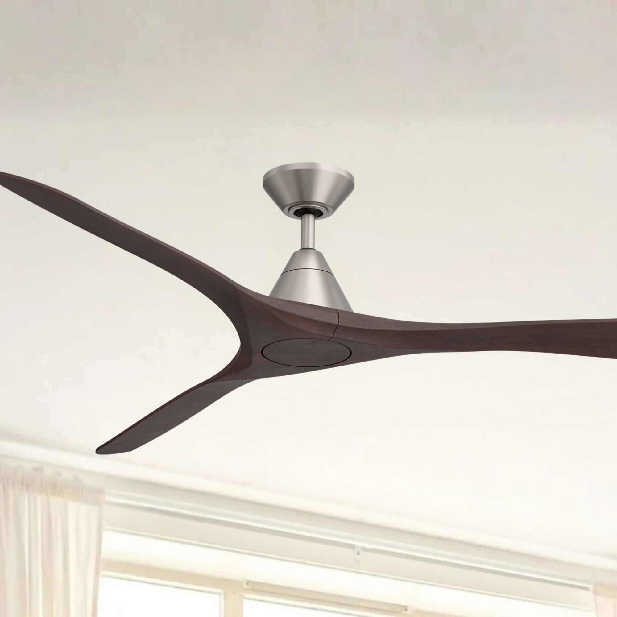 Modern Forms Carve 72" Smart Ceiling Fan, Antique Nickel with Dark Walnut Blades