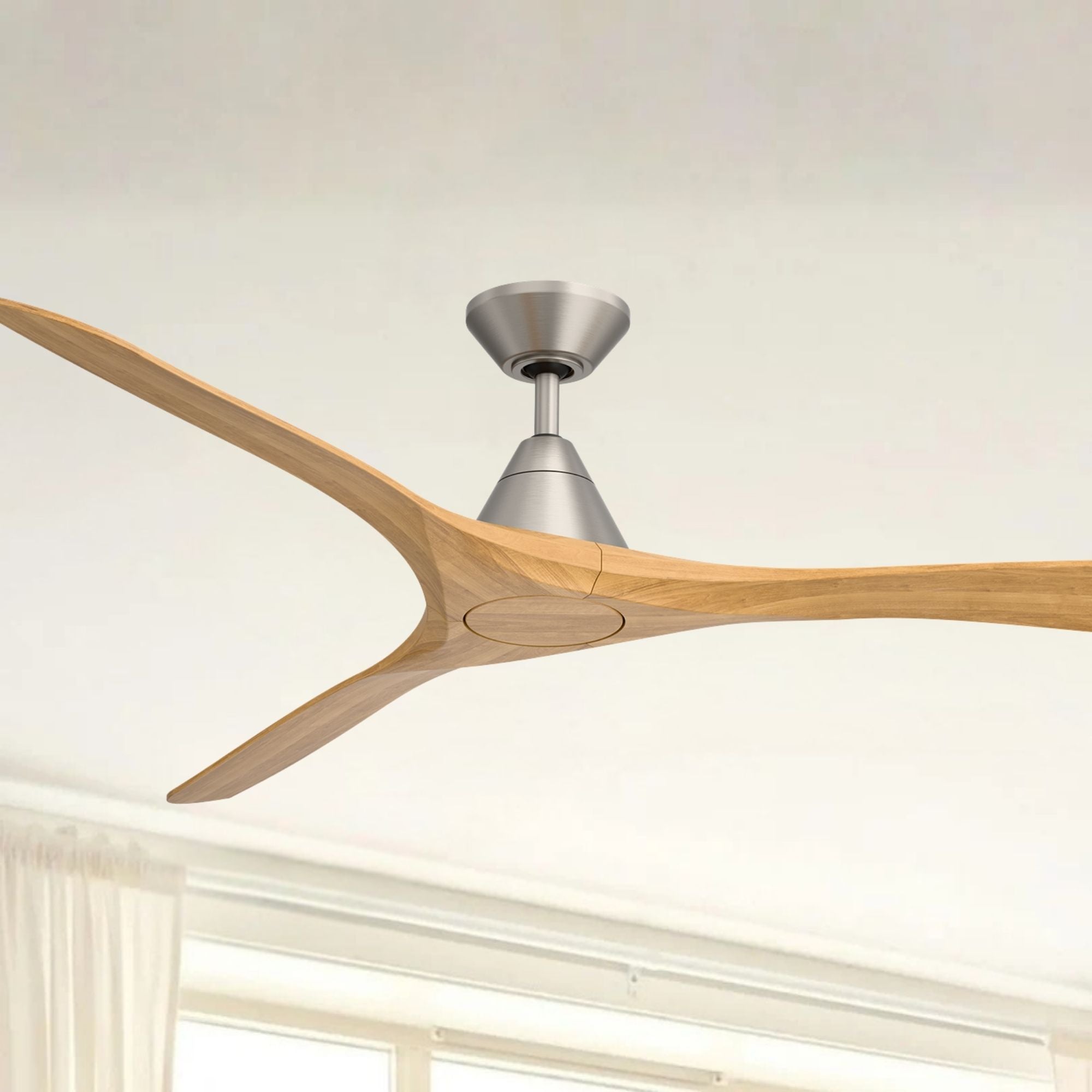 Modern Forms Carve 72" Smart Ceiling Fan, Antique Nickel with Honey Oak Blades