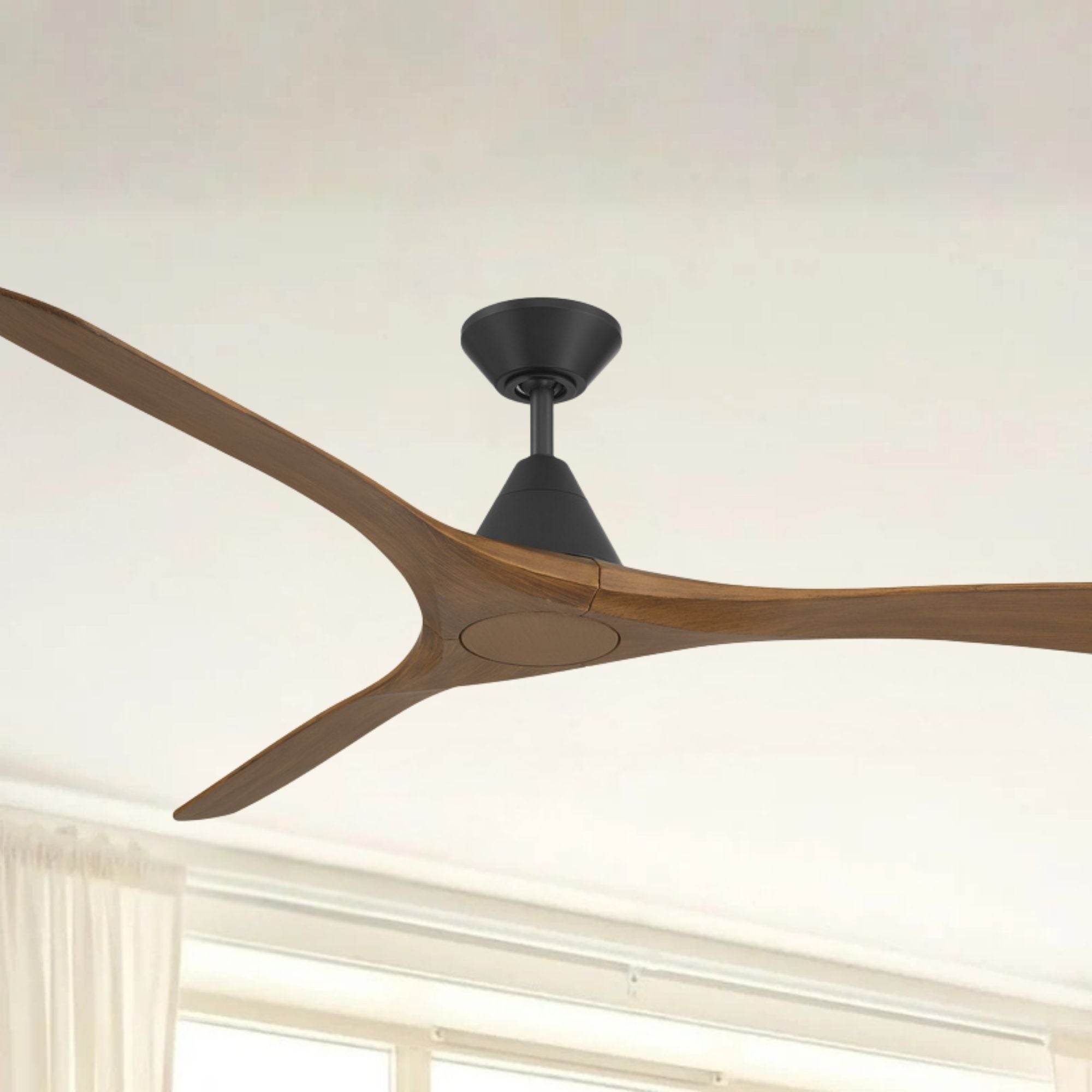 Carve 72" Smart Ceiling Fan, Matte Black with Distressed Koa Blades