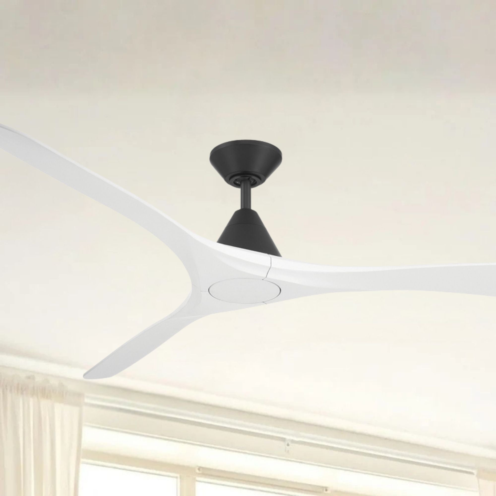 Carve 72" Smart Ceiling Fan, Matte Black with Matte White Blades