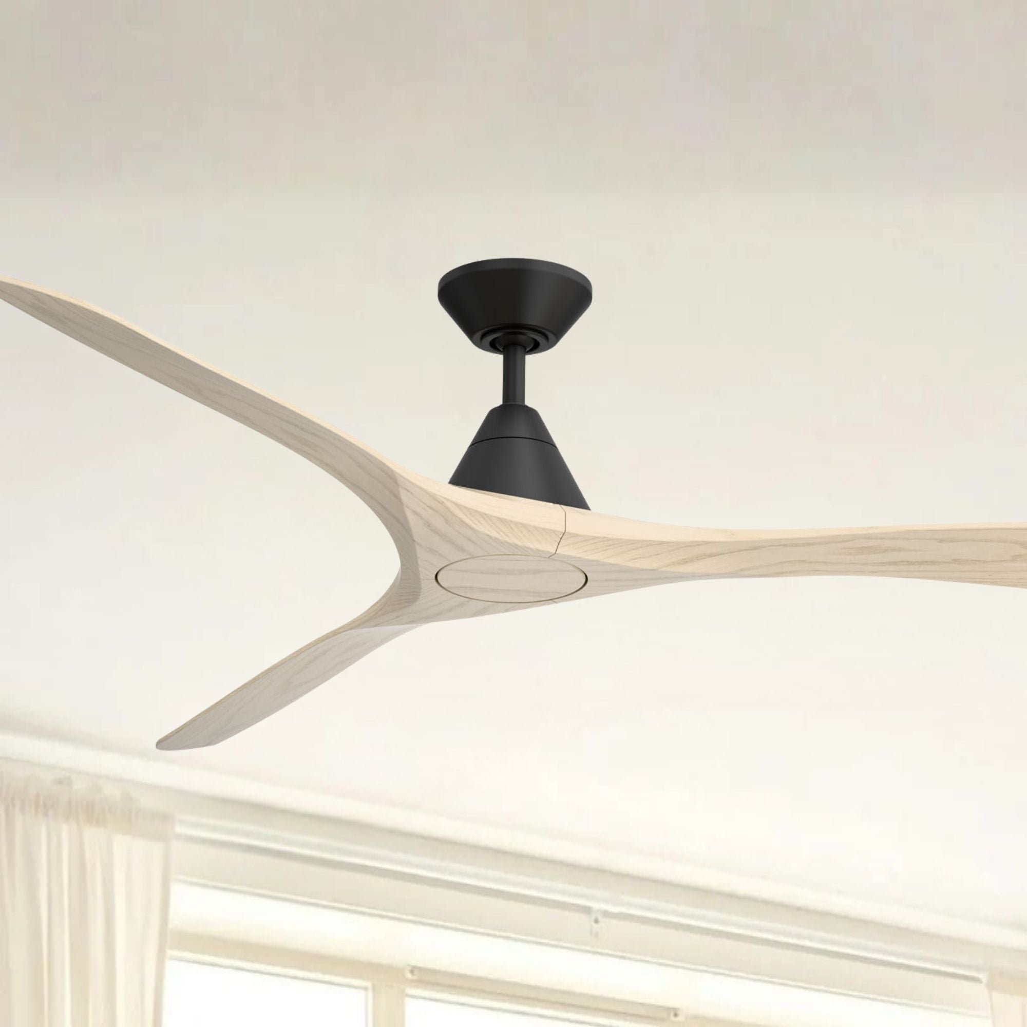 Modern Forms Carve 72" Smart Ceiling Fan, Matte Black with White Oak Blades