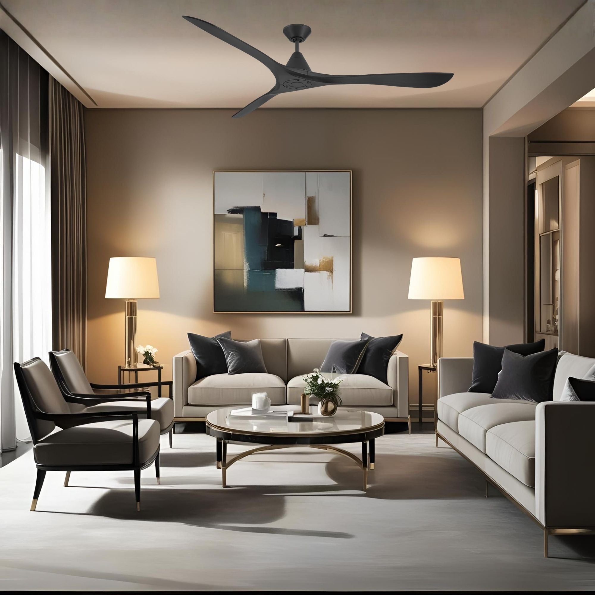 Carve 72" Smart Ceiling Fan, Matte Black