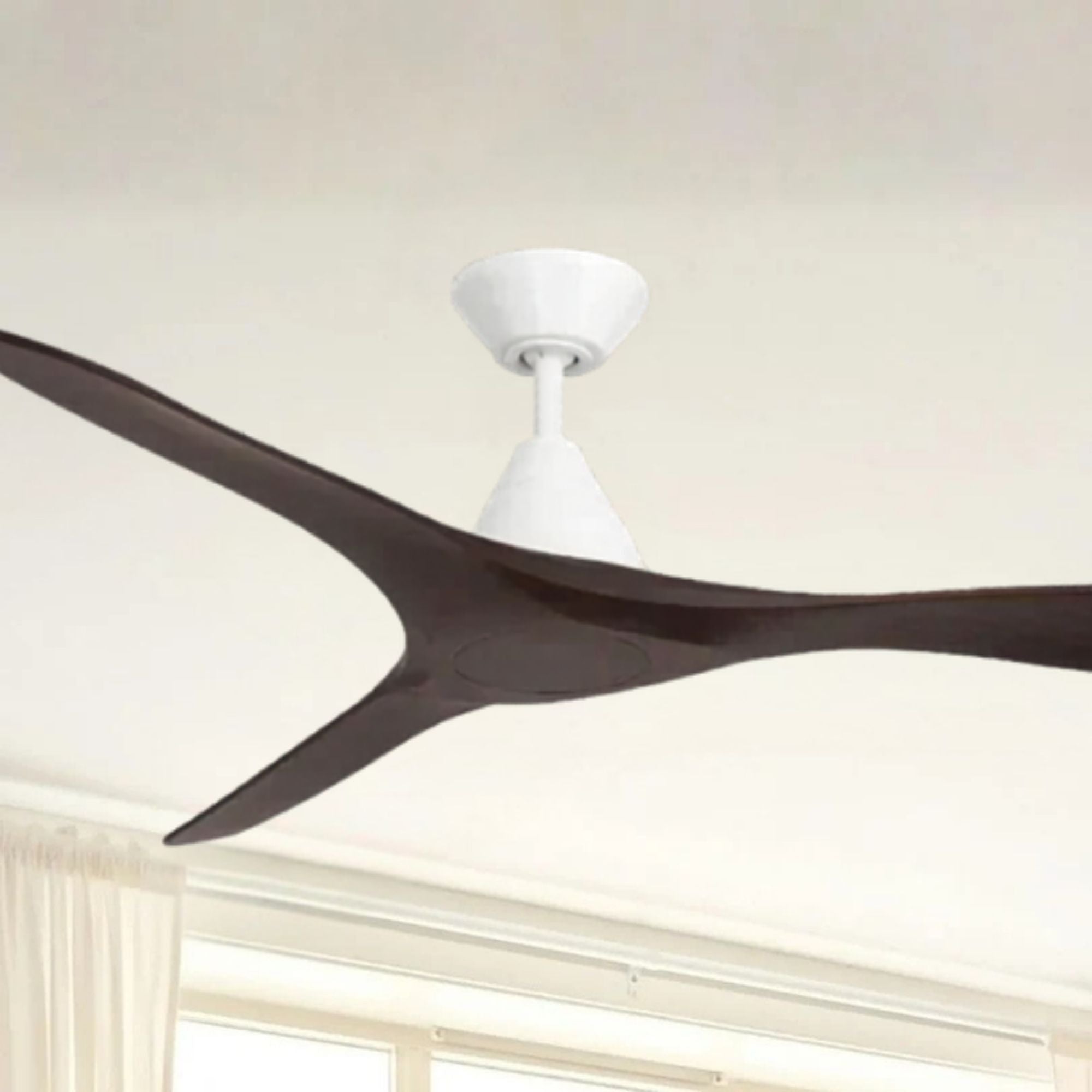 Carve 72" Smart Ceiling Fan, Matte White with Dark Walnut Blades