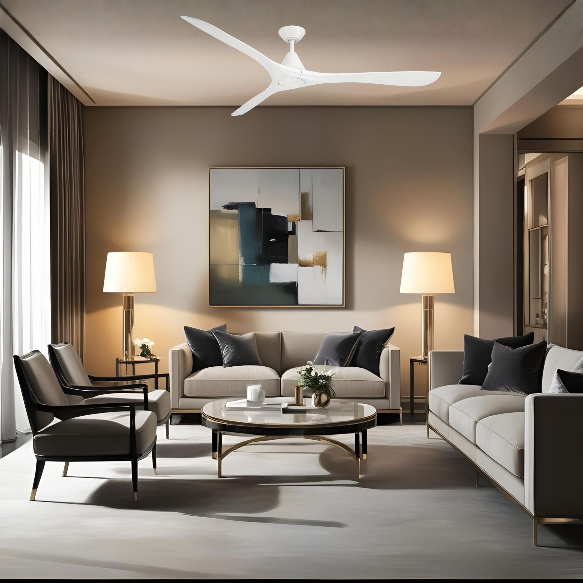 Carve 72" Smart Ceiling Fan, Matte White