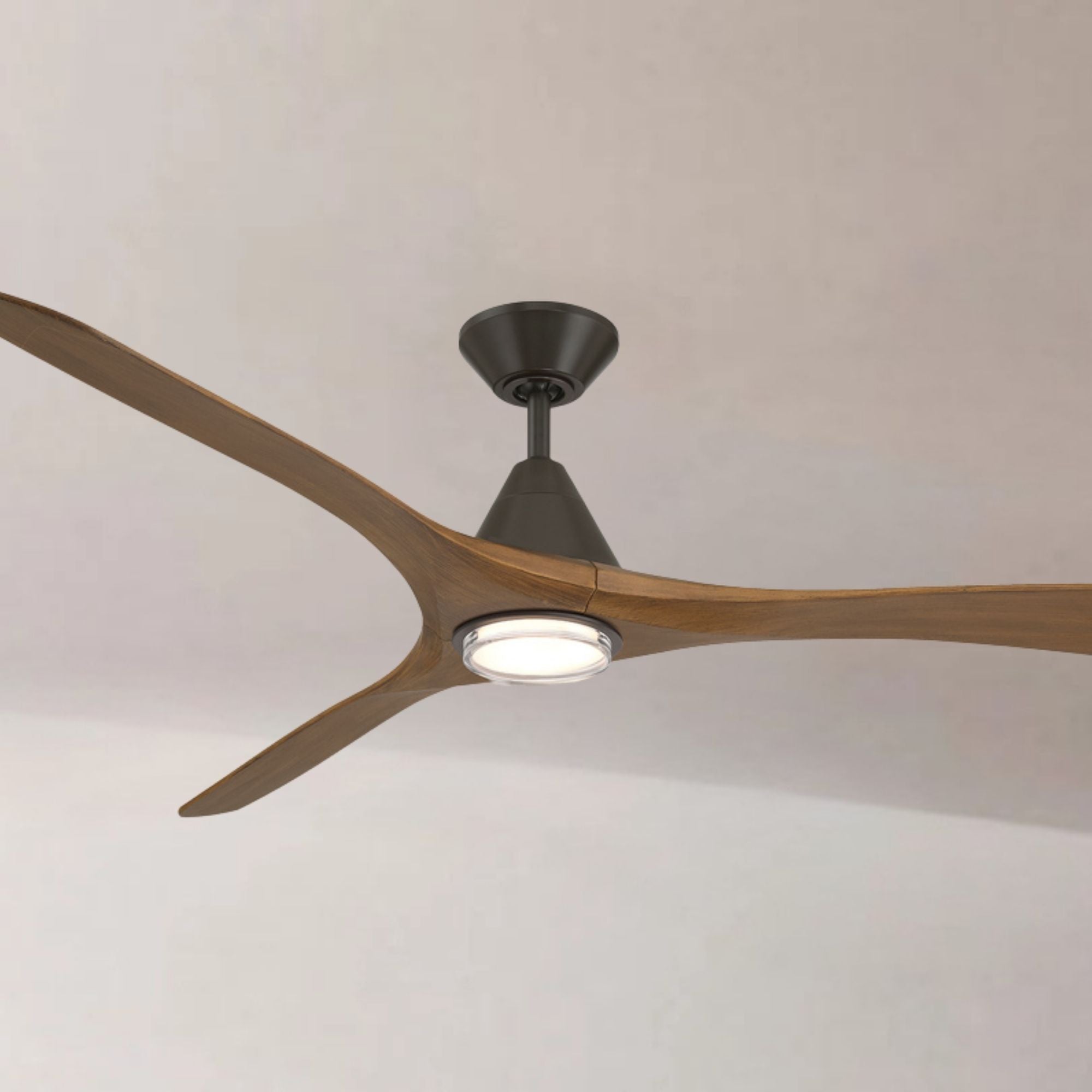 Carve 72" LED Smart Ceiling Fan, Bronze with Distressed Koa Blades