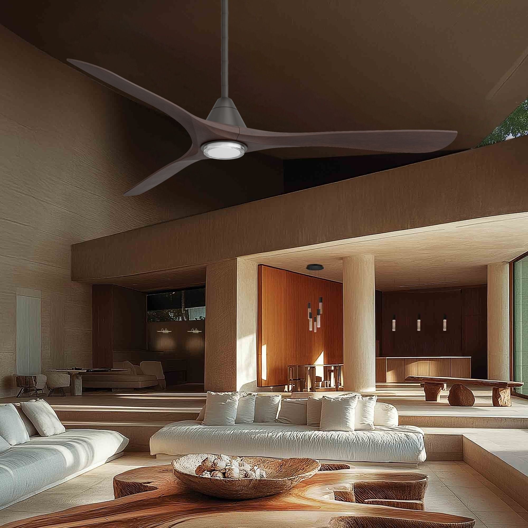 Carve 72" LED Smart Ceiling Fan, Bronze with Dark Walnut Blades