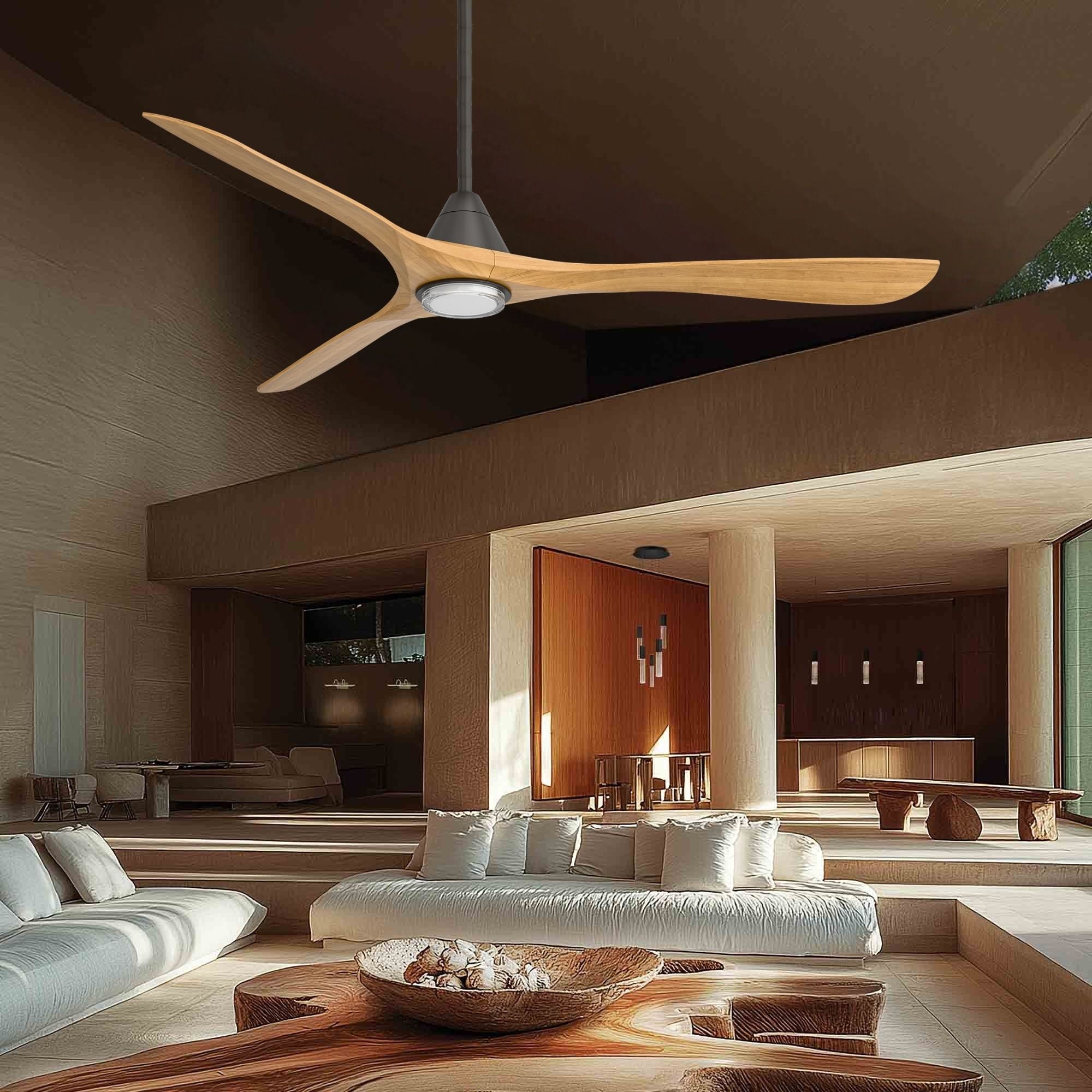 Modern Forms Carve 72" LED Smart Ceiling Fan, Bronze with Honey Oak Blades