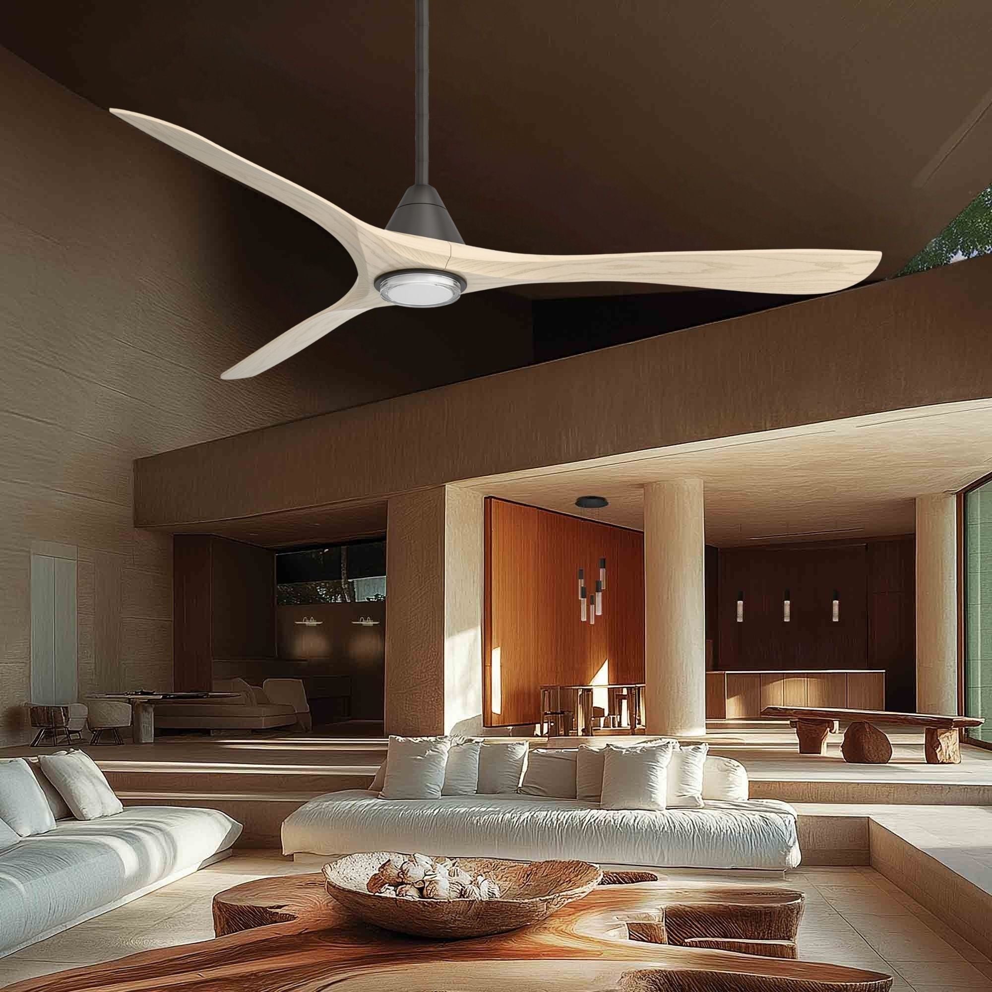 Modern Forms Carve 72" LED Smart Ceiling Fan, Bronze with White Oak Blades