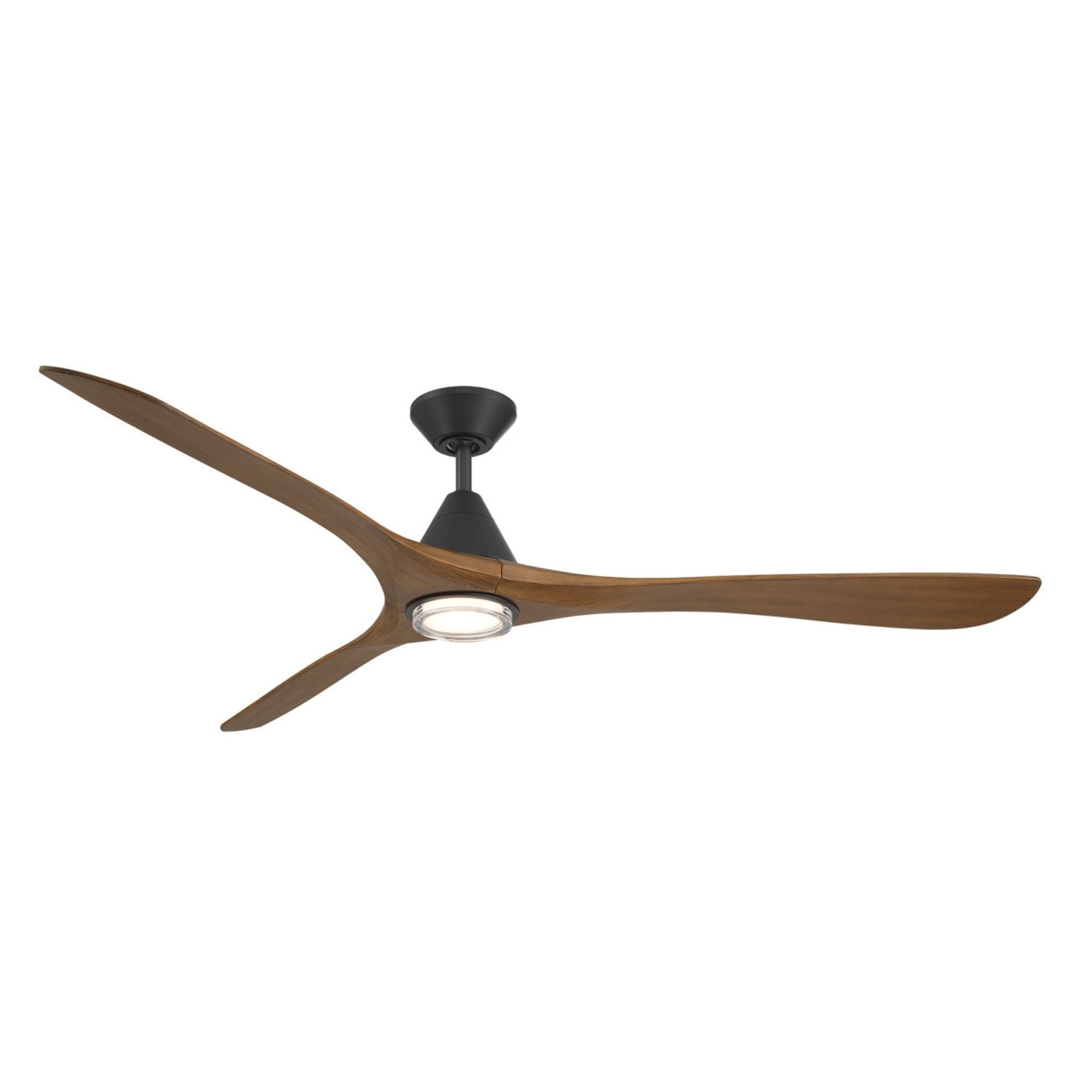 Carve 72" LED Smart Ceiling Fan, Matte Black with Distressed Koa Blades