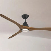 Carve 72" LED Smart Ceiling Fan, Matte Black with Distressed Koa Blades