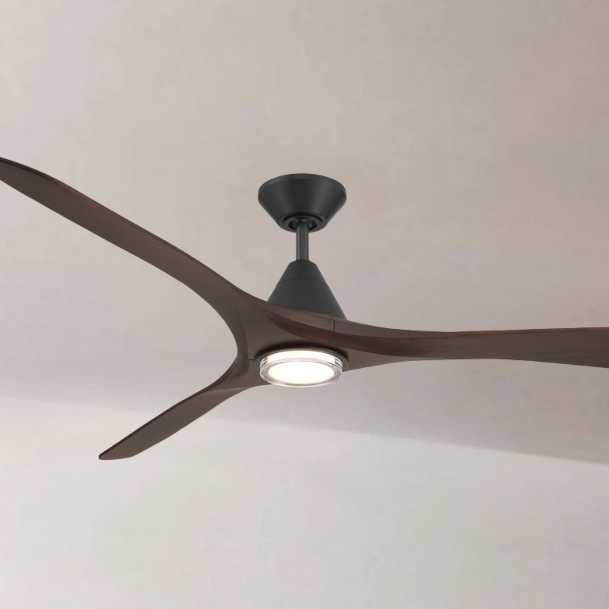 Carve 72" LED Smart Ceiling Fan, Matte Black with Dark Walnut Blades