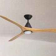 Modern Forms Carve 72" LED Smart Ceiling Fan, Matte Black with Honey Oak Blades