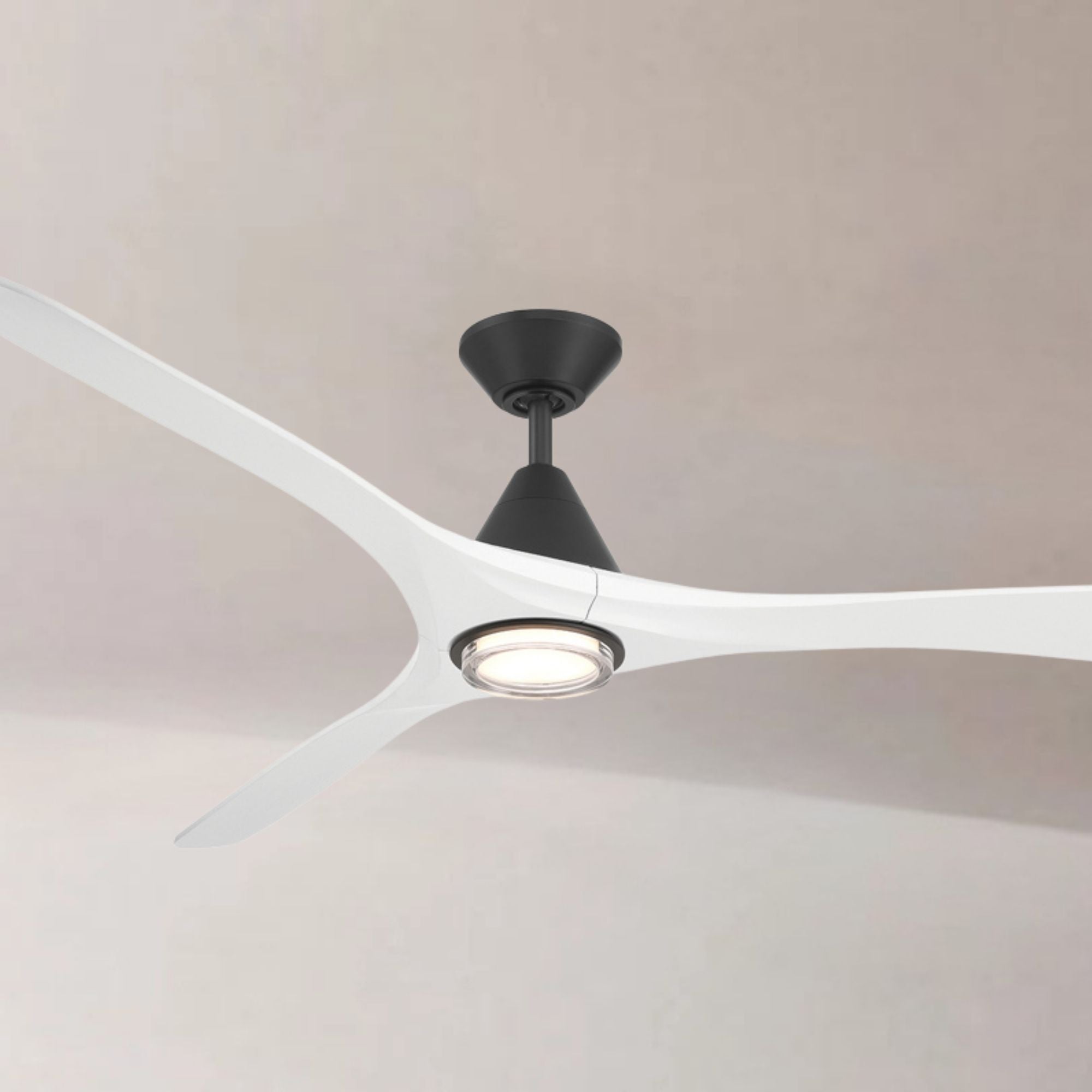 Carve 72" LED Smart Ceiling Fan, Matte Black with Matte White Blades
