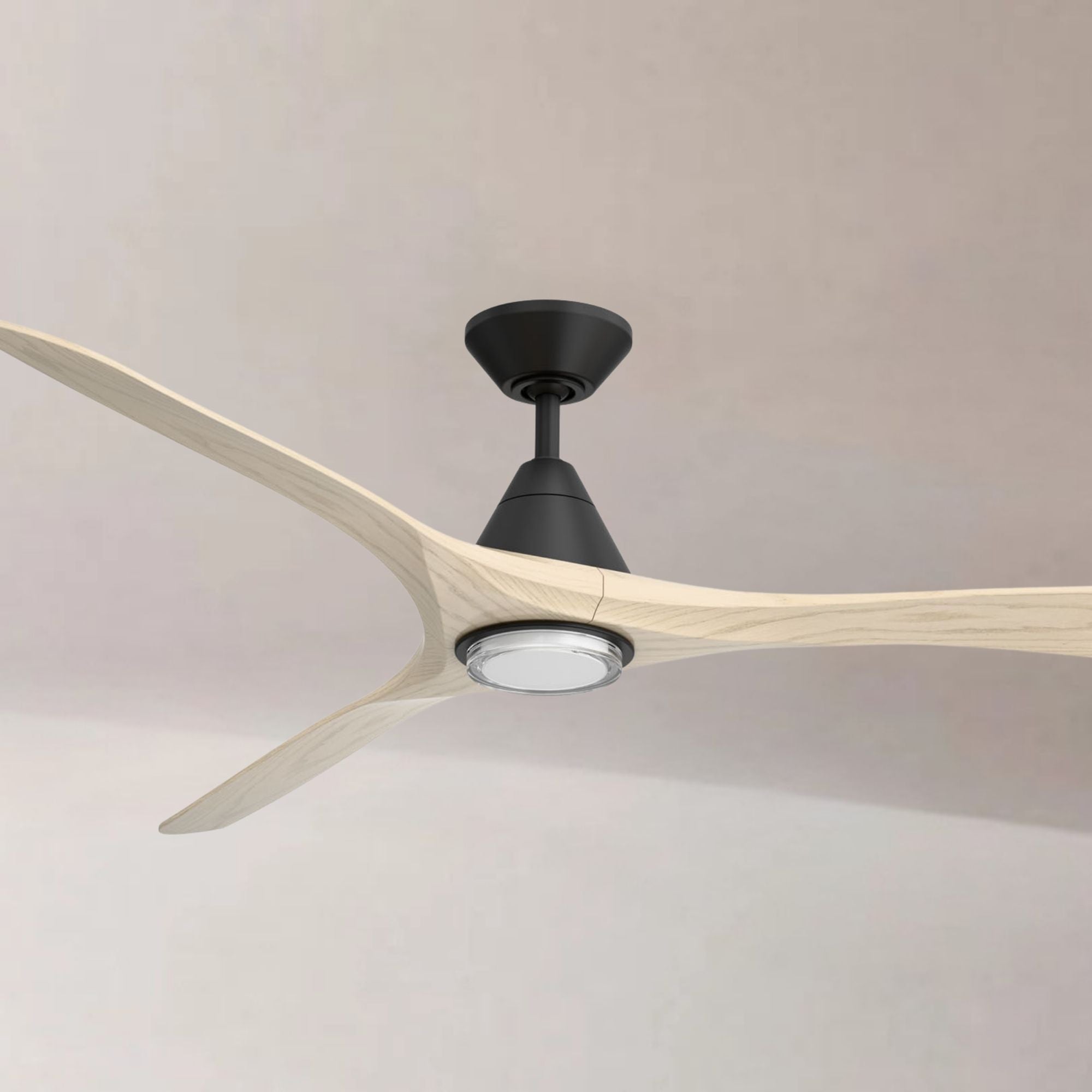 Modern Forms Carve 72" LED Smart Ceiling Fan, Matte Black with White Oak Blades