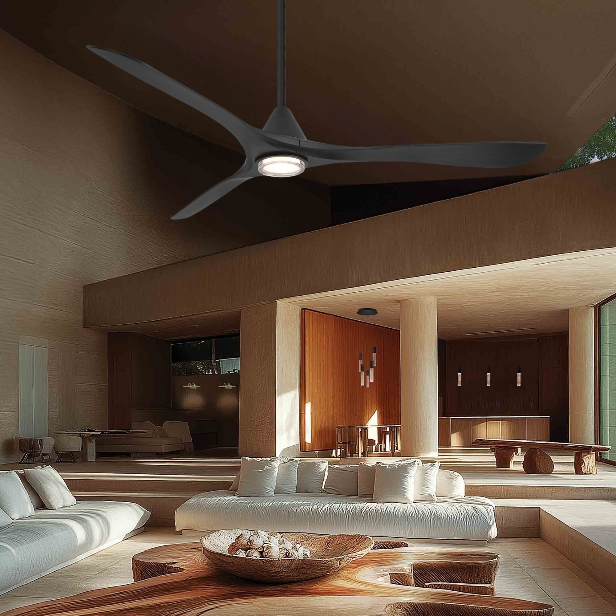 Carve 72" LED Smart Ceiling Fan, Matte Black