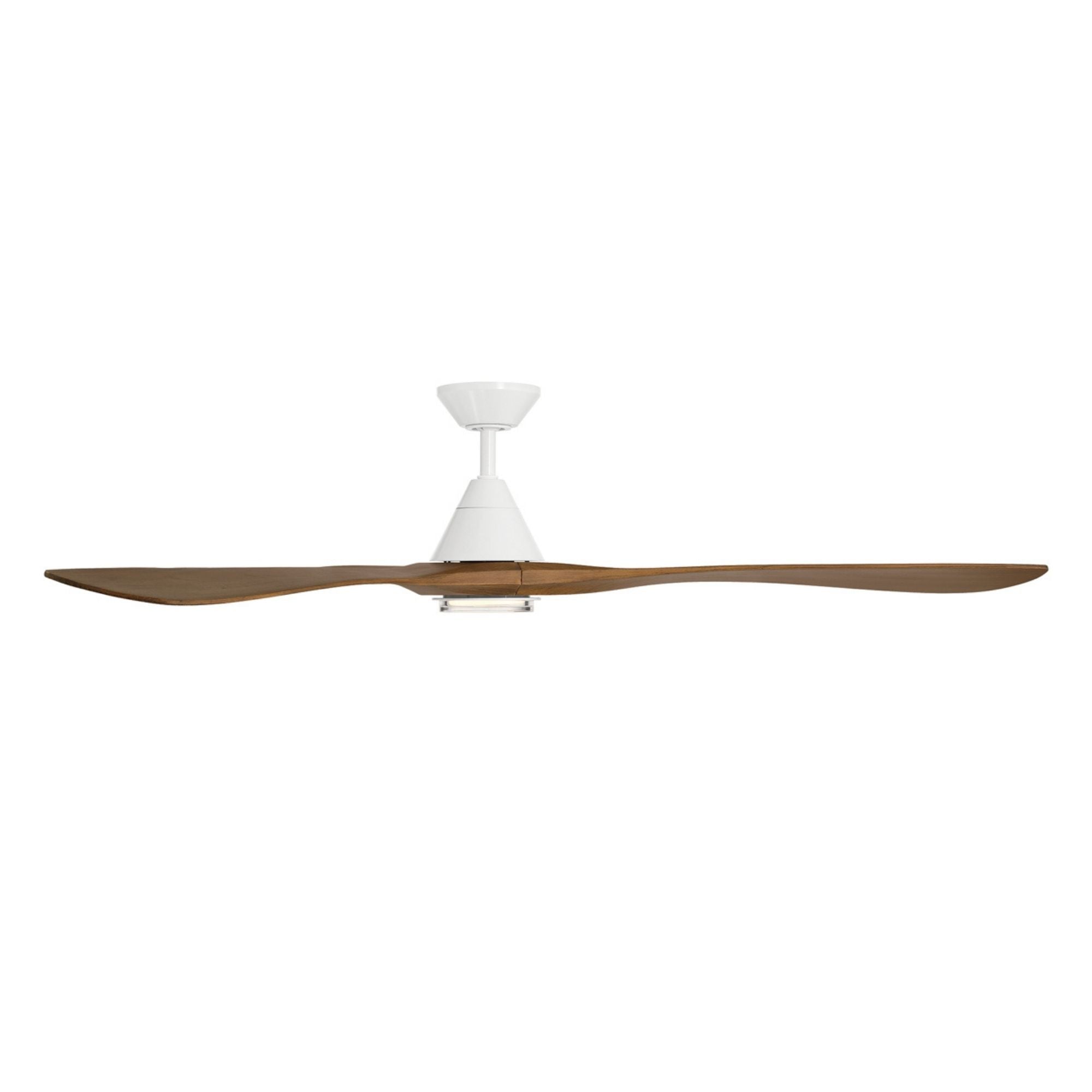 Carve 72" LED Smart Ceiling Fan, Matte White with Distressed Koa Blades