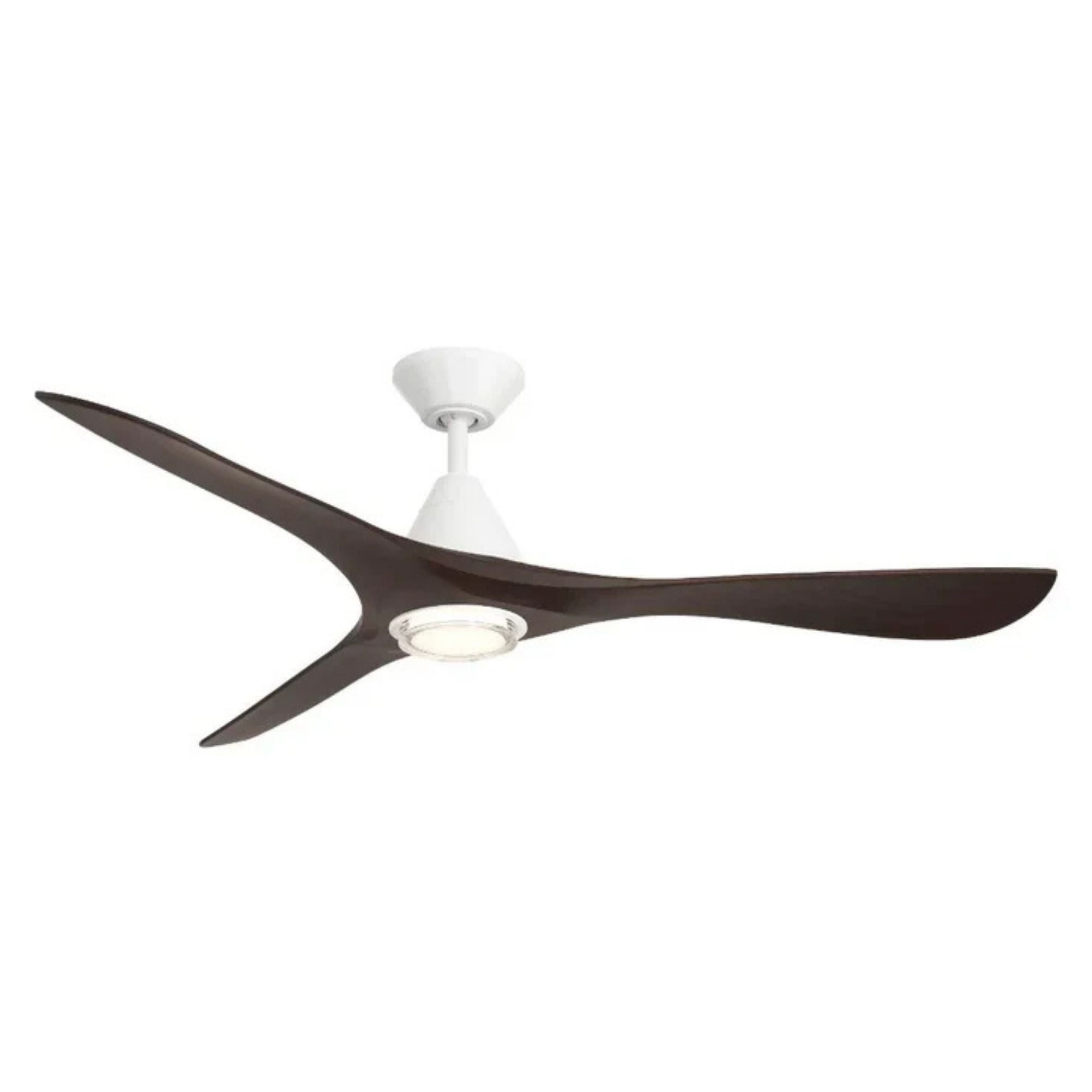 Carve 72" LED Smart Ceiling Fan, Matte White with Dark Walnut Blades