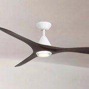 Carve 72" LED Smart Ceiling Fan, Matte White with Dark Walnut Blades