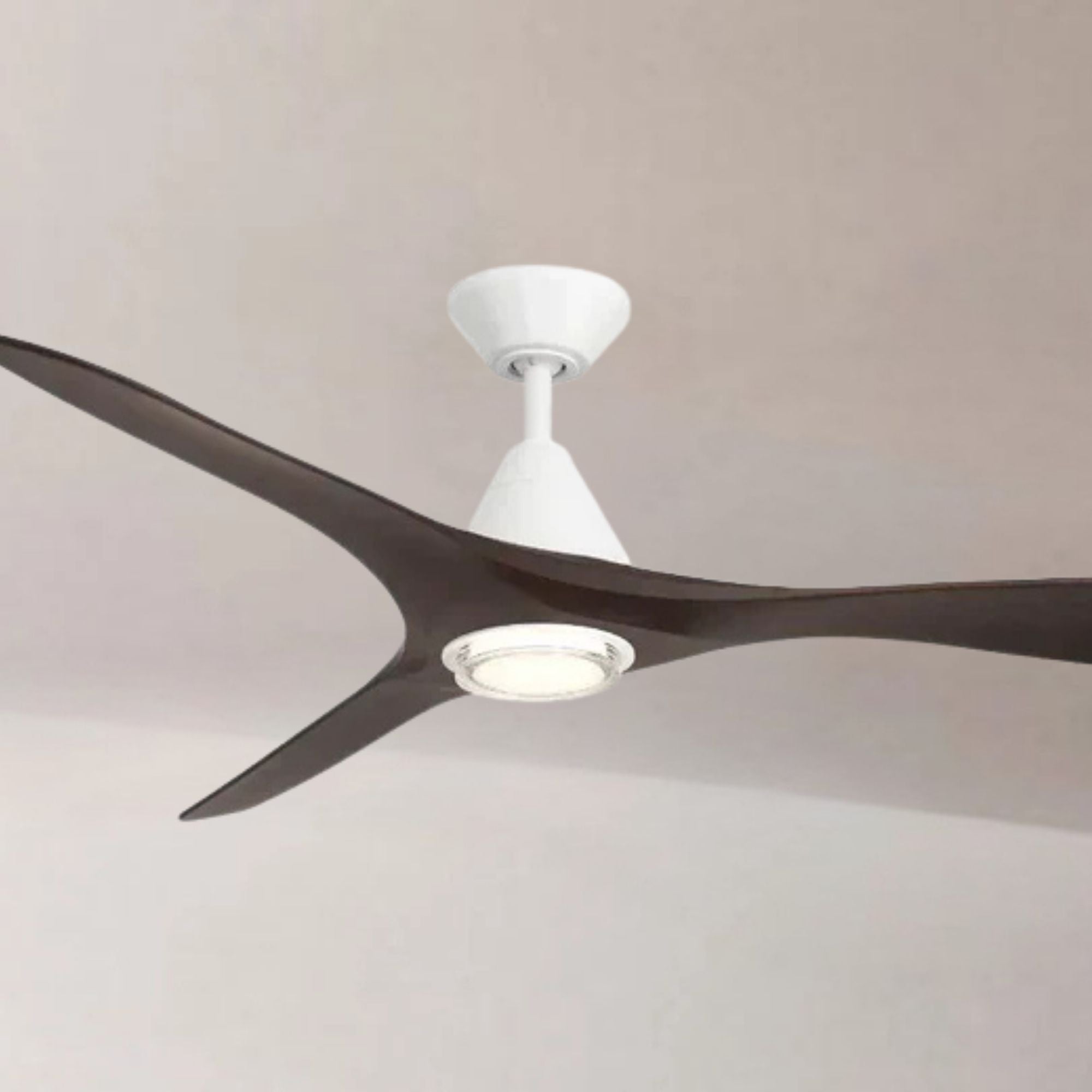 Carve 72" LED Smart Ceiling Fan, Matte White with Dark Walnut Blades