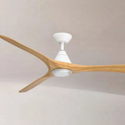 Modern Forms Carve 72" LED Smart Ceiling Fan, Matte White with Honey Oak Blades