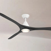 Carve 72" LED Smart Ceiling Fan, Matte White with Matte Black Blades