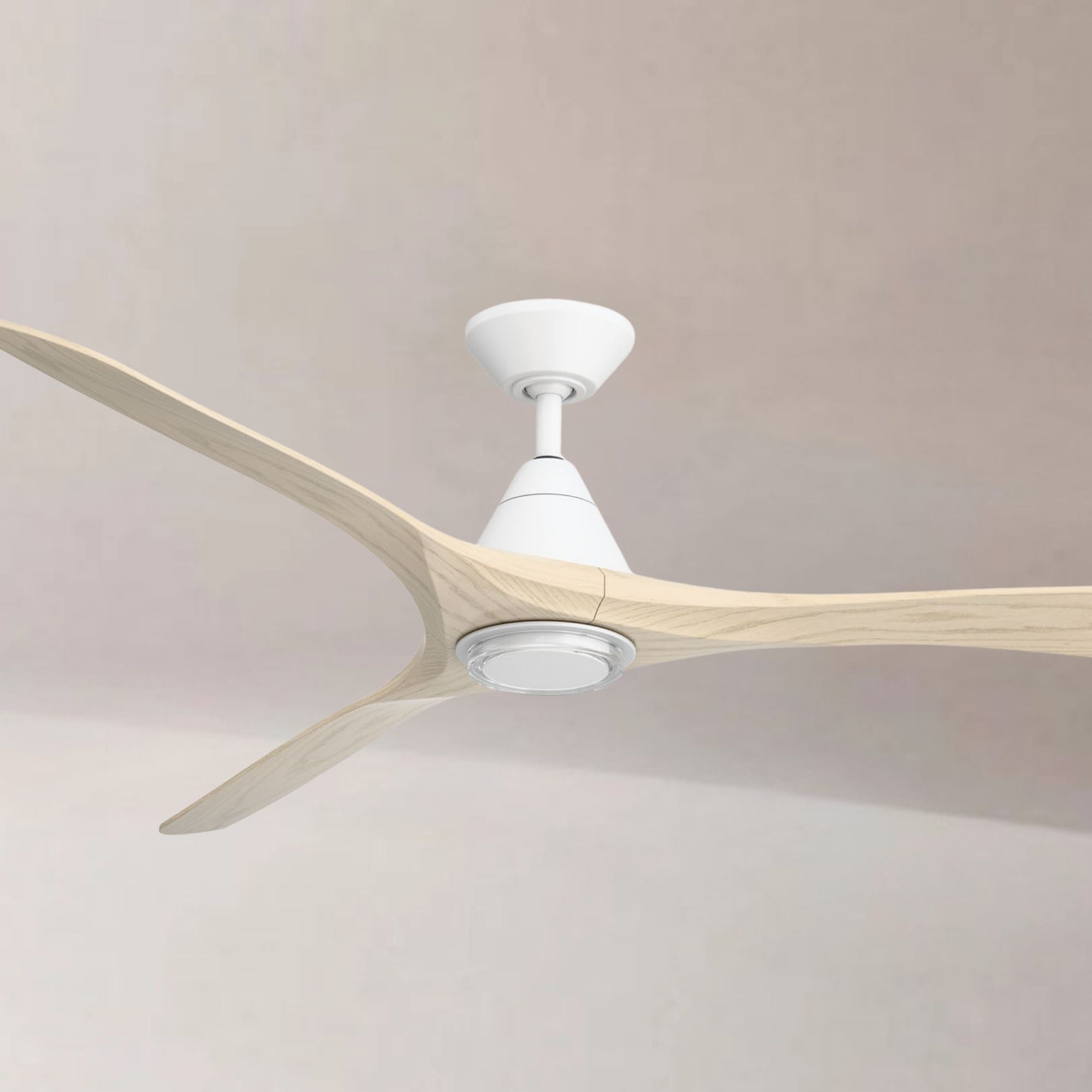Modern Forms Carve 72" LED Smart Ceiling Fan, Matte White with White Oak Blades