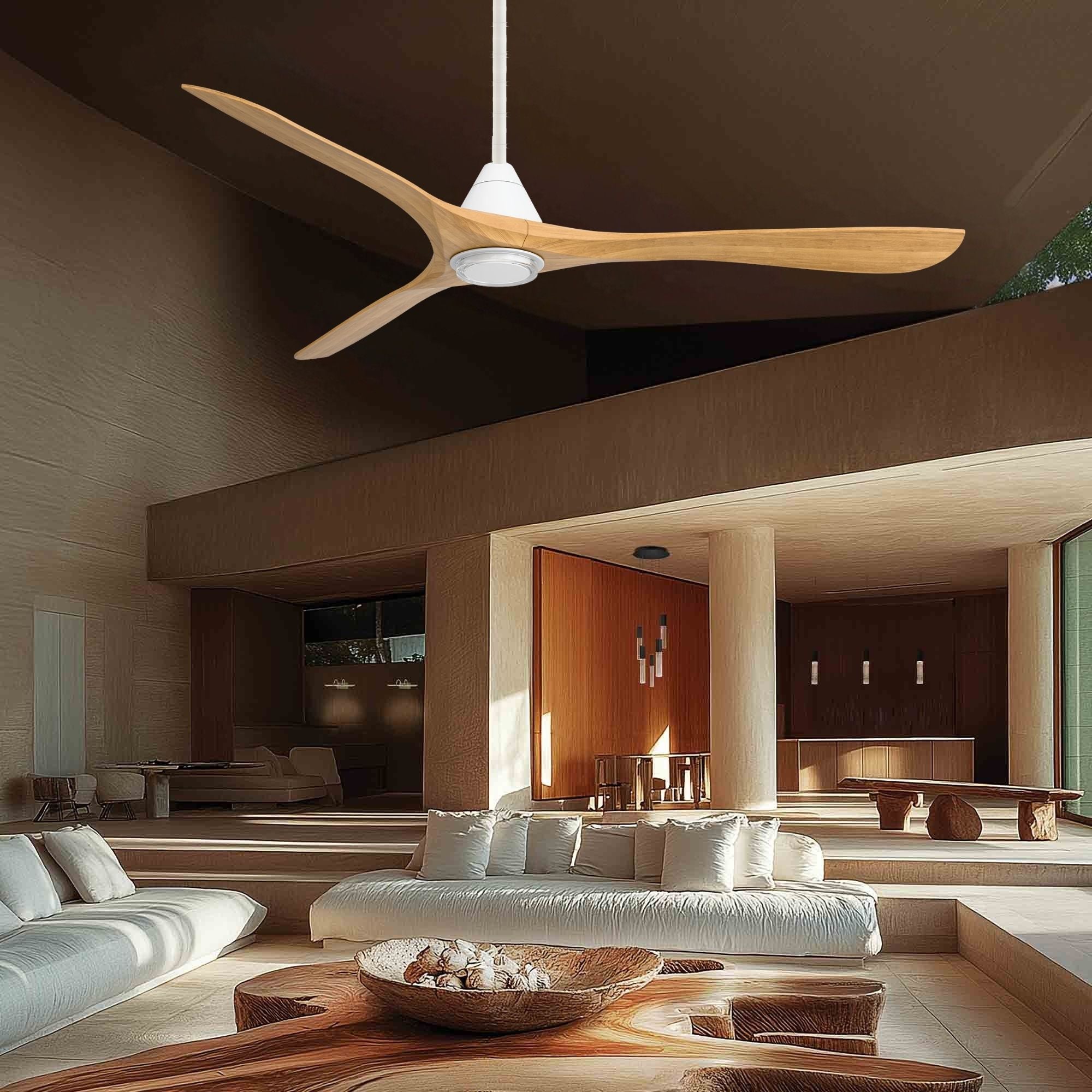 Carve 72" LED Smart Ceiling Fan, Matte White