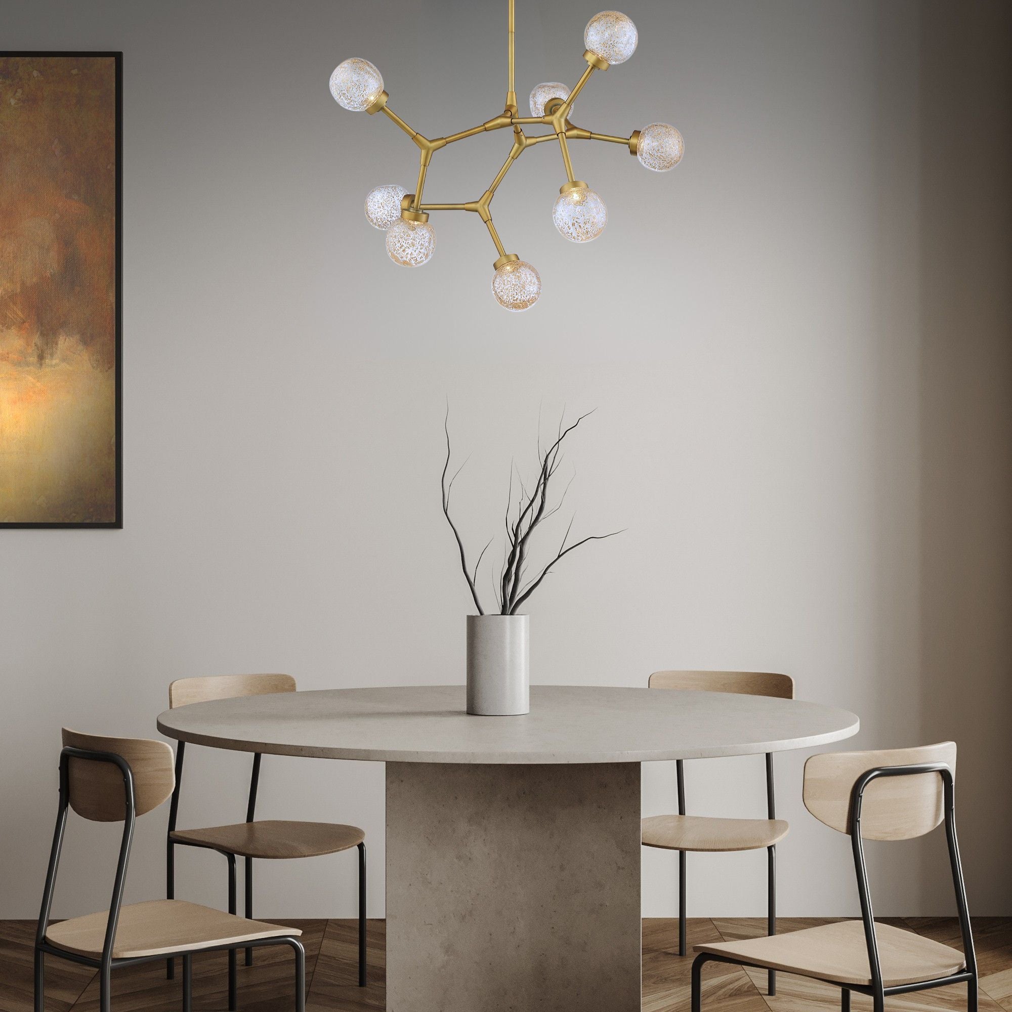Catalyst 28" LED Chandelier, Aged Brass Finish