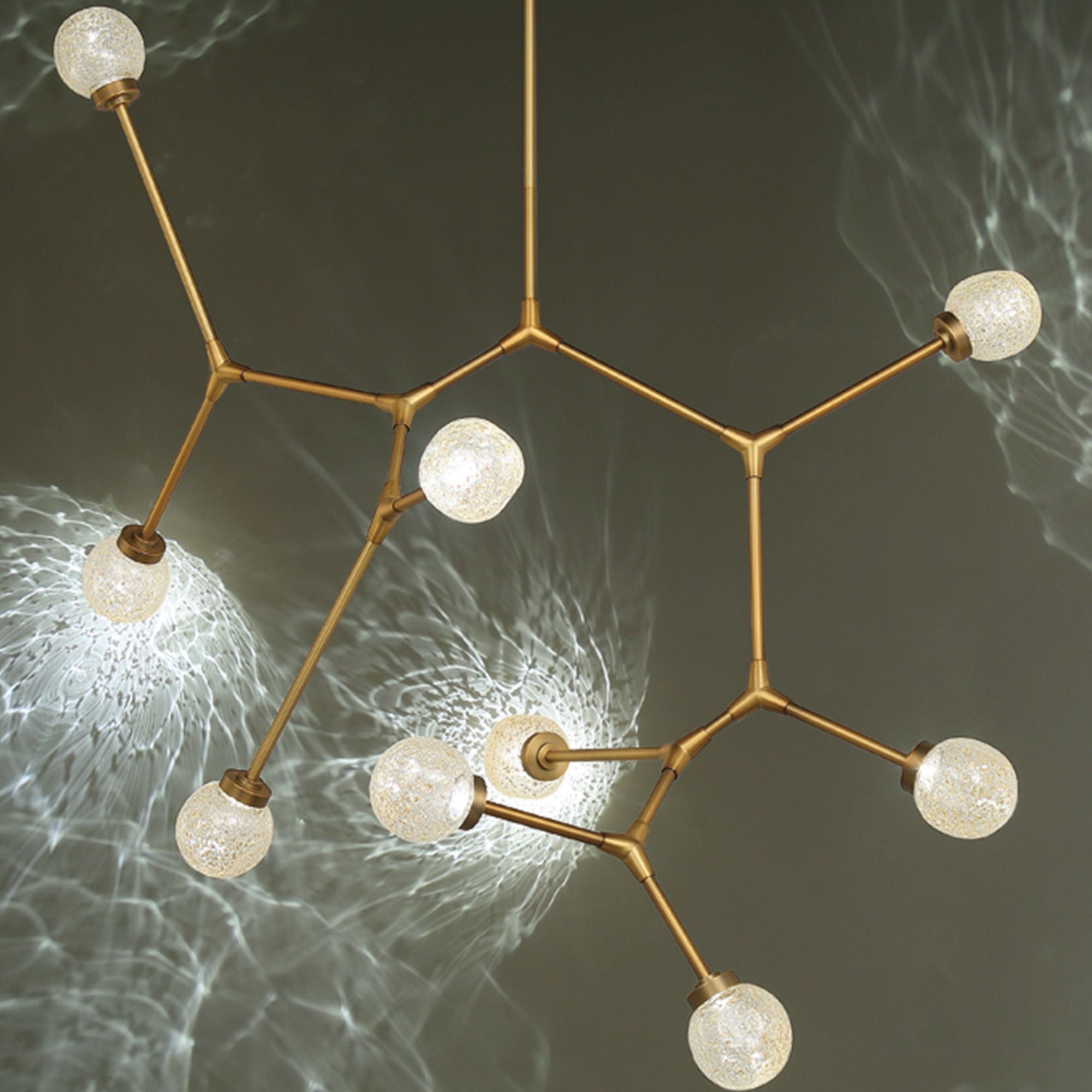 Catalyst 28" LED Chandelier, Aged Brass Finish