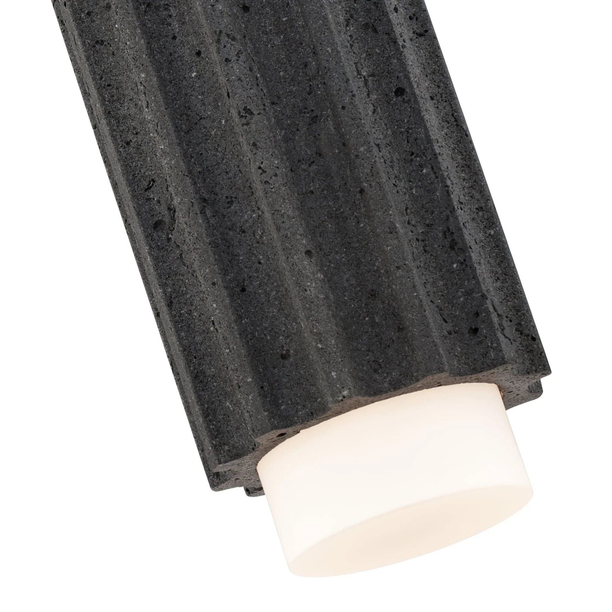 Caviar 16" LED Mini Pendant, 3500K, Bassalt Stone/Black Finish