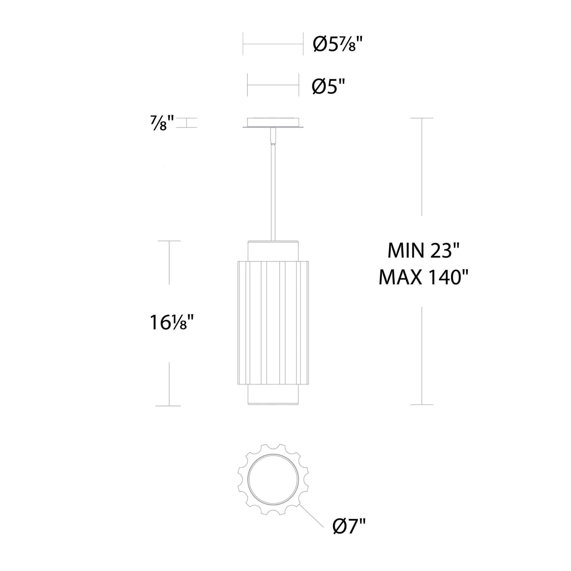 Caviar 16" LED Mini Pendant, 3500K, Bassalt Stone/Black Finish