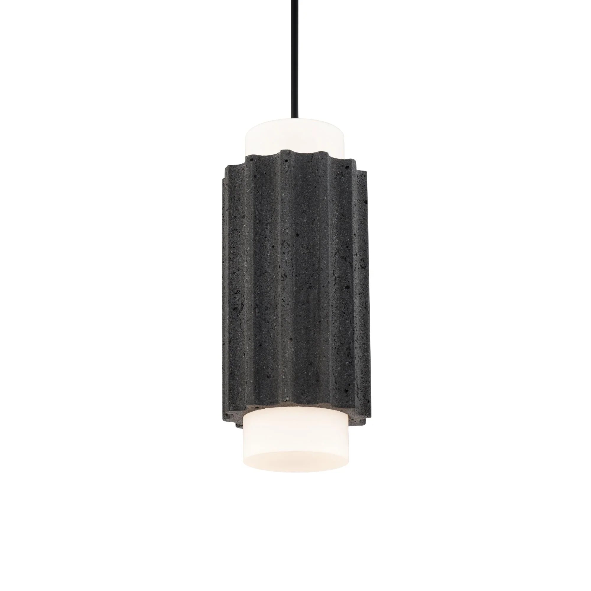Caviar 16" LED Mini Pendant, 4000K, Bassalt Stone/Black Finish