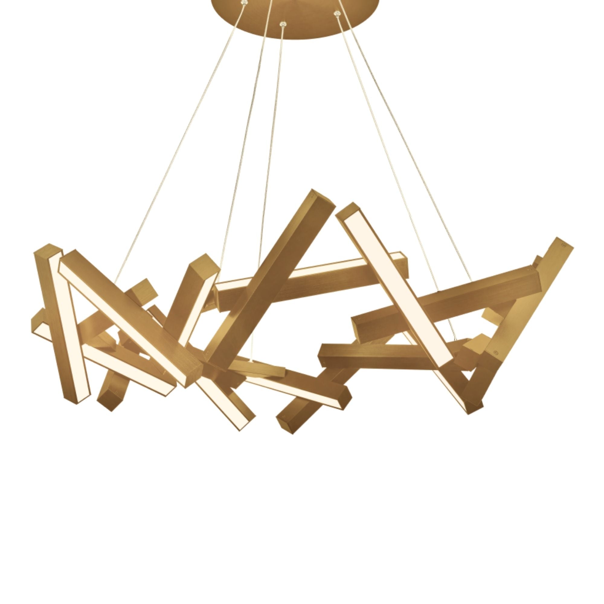 Chaos 34" LED Chandelier, Aged Brass Finish