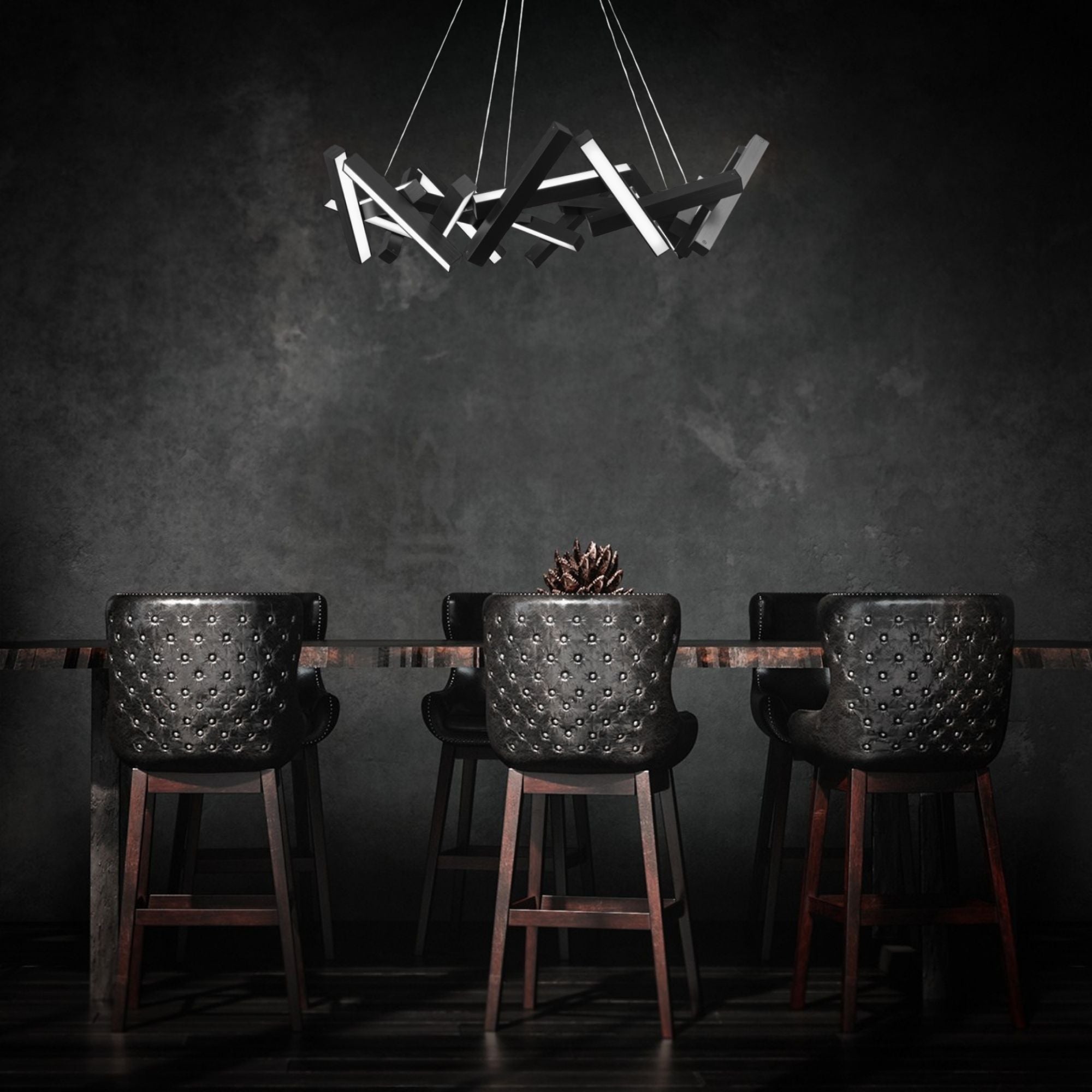 Chaos 34" LED Chandelier, Black Finish