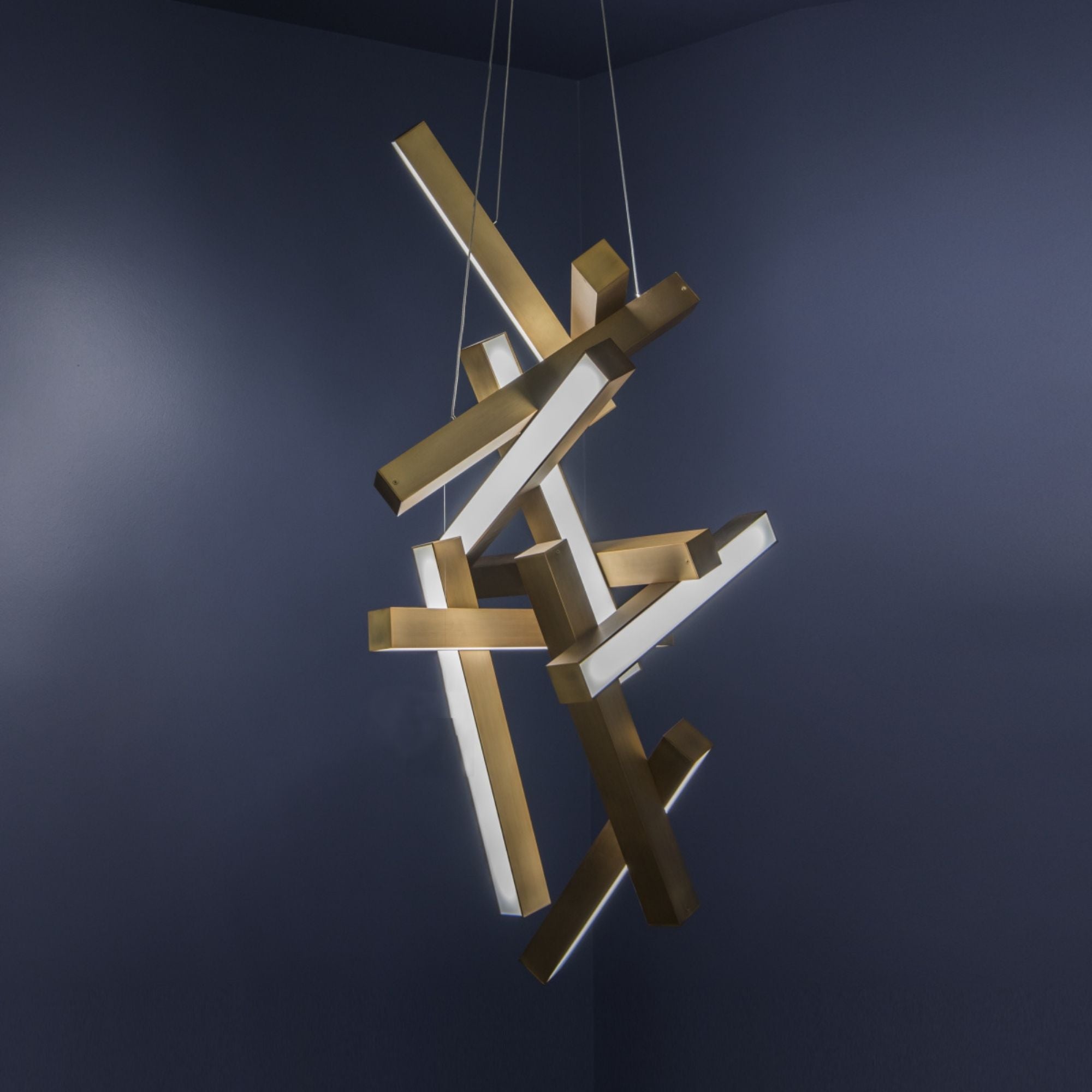Chaos 49" LED Chandelier, Aged Brass Finish