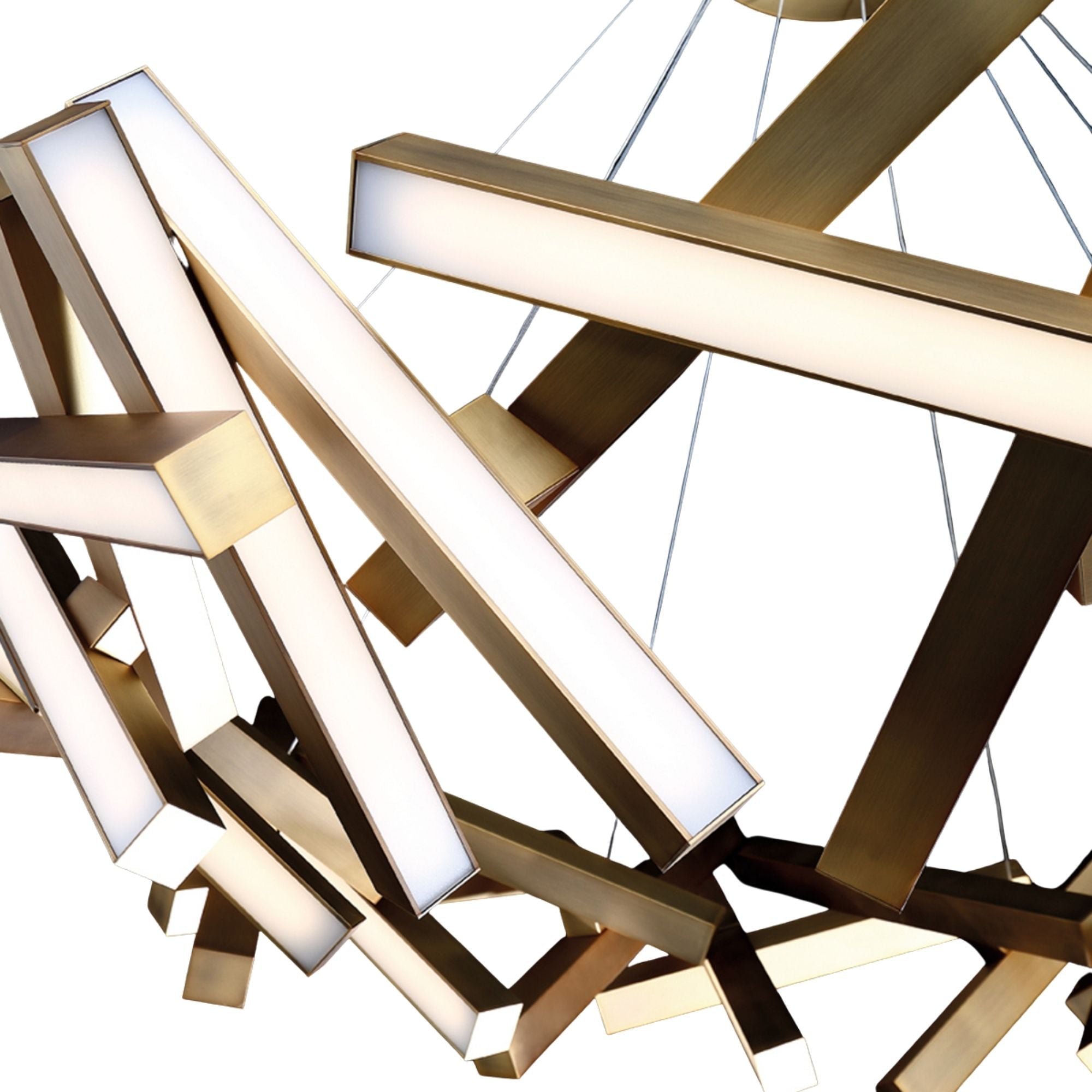 Chaos 61" LED Chandelier, Aged Brass Finish