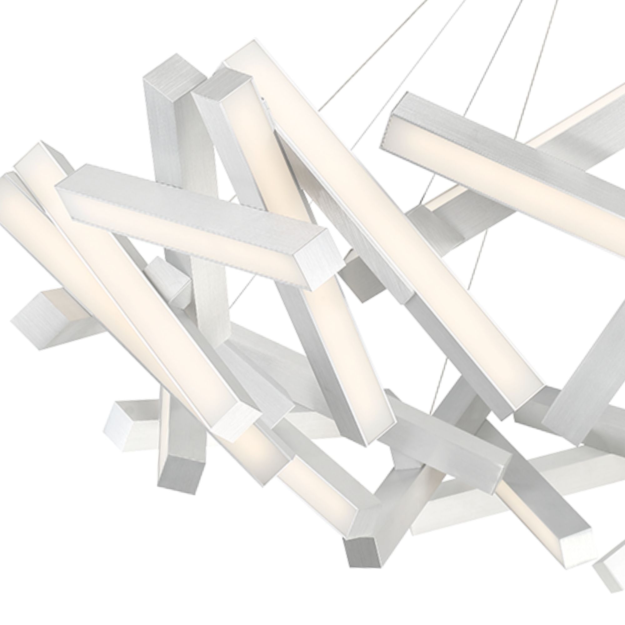 Chaos 61" LED Chandelier, Brushed Aluminum Finish