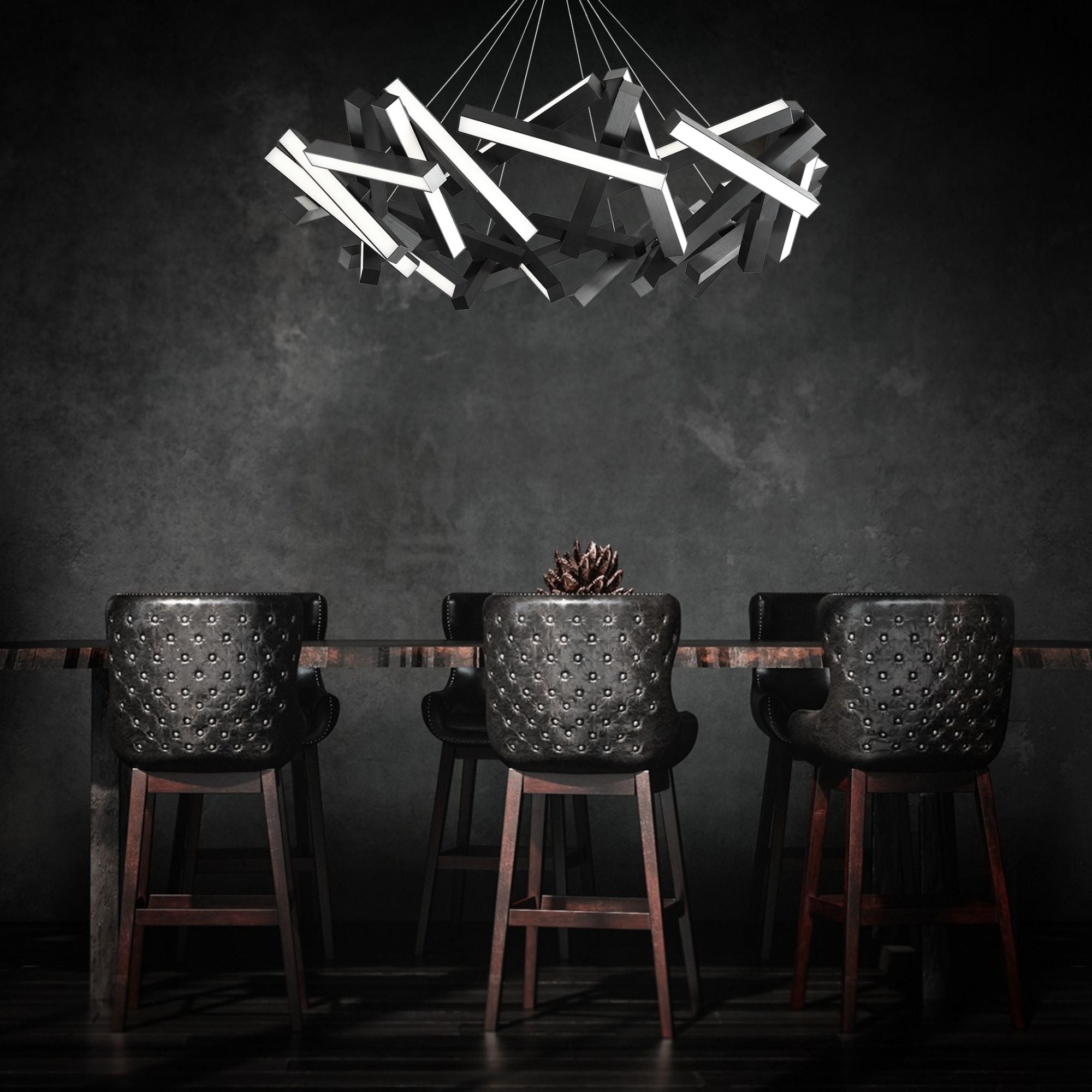 Chaos 61" LED Chandelier, Black Finish