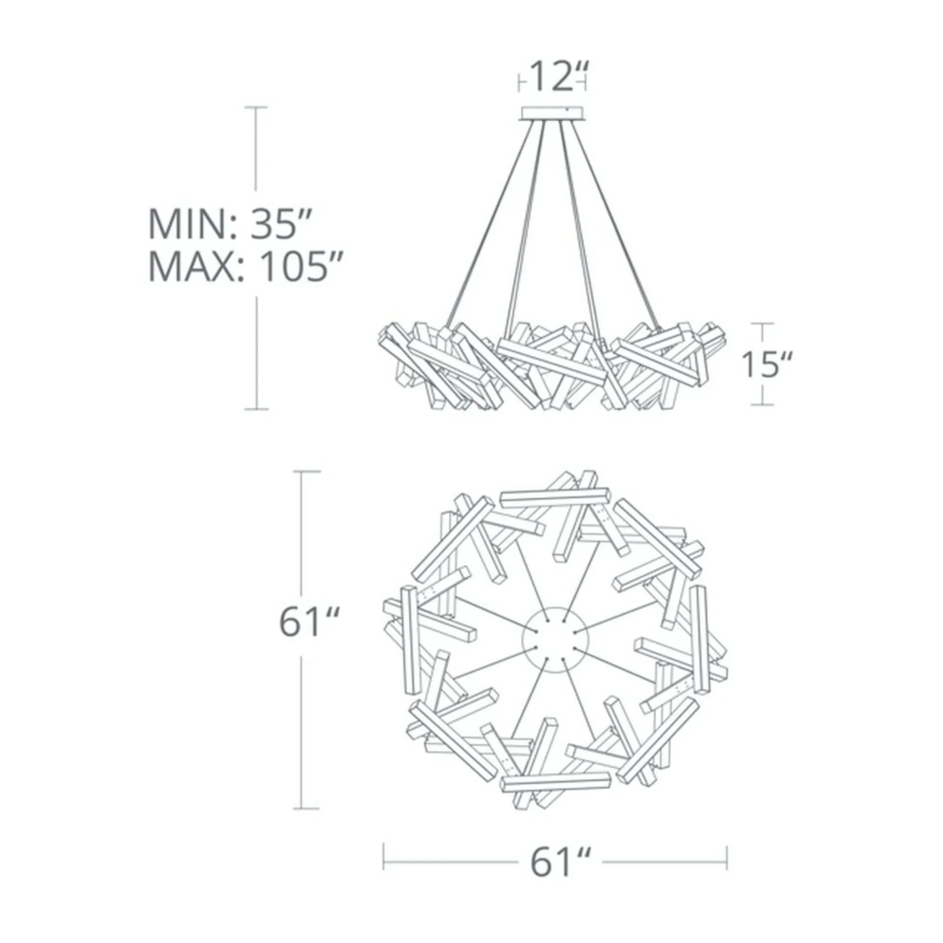 Modern Forms - Chaos 61" LED Chandelier, Black Finish | Bees Lighting