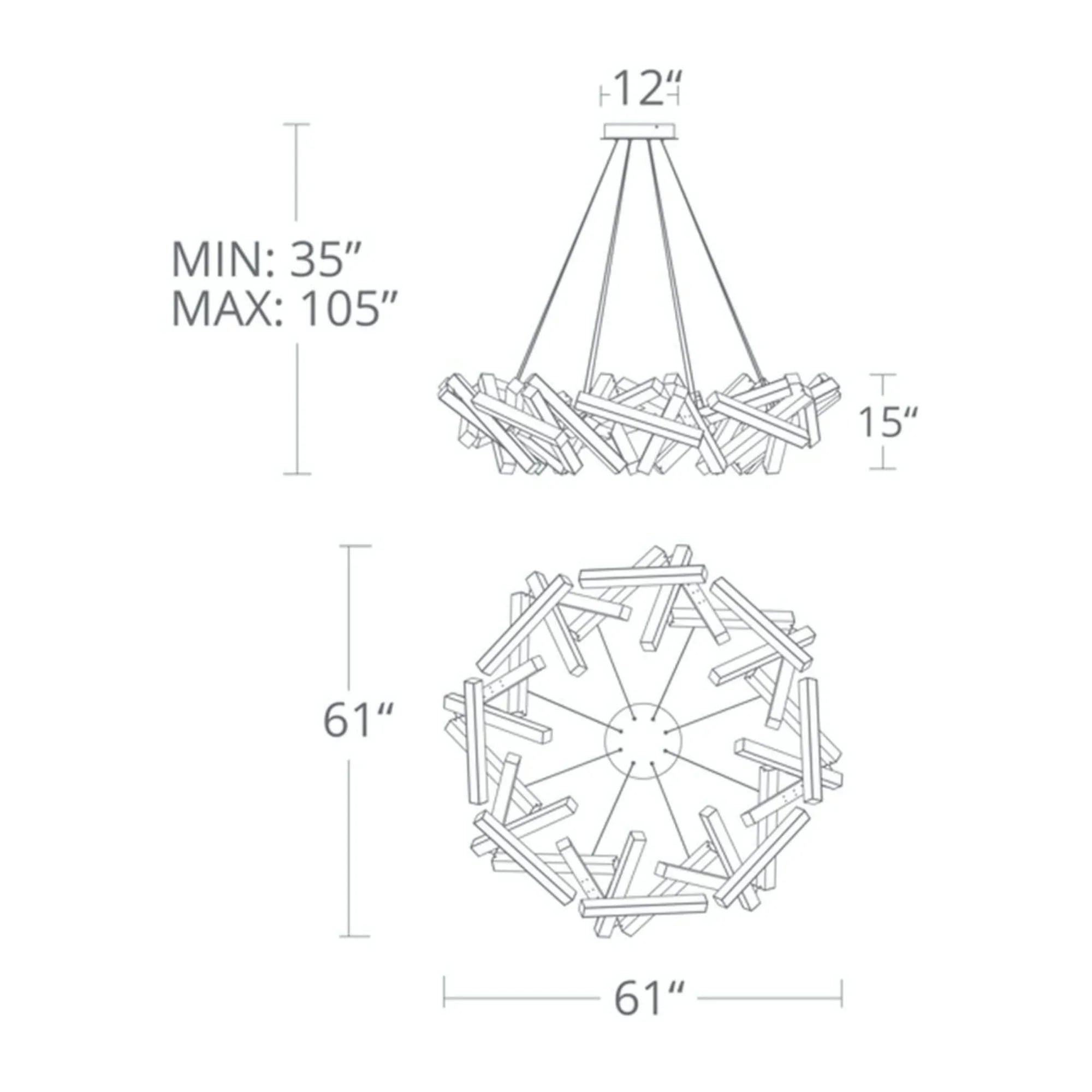 Modern Forms - Chaos 61" LED Chandelier, Black Finish | Bees Lighting