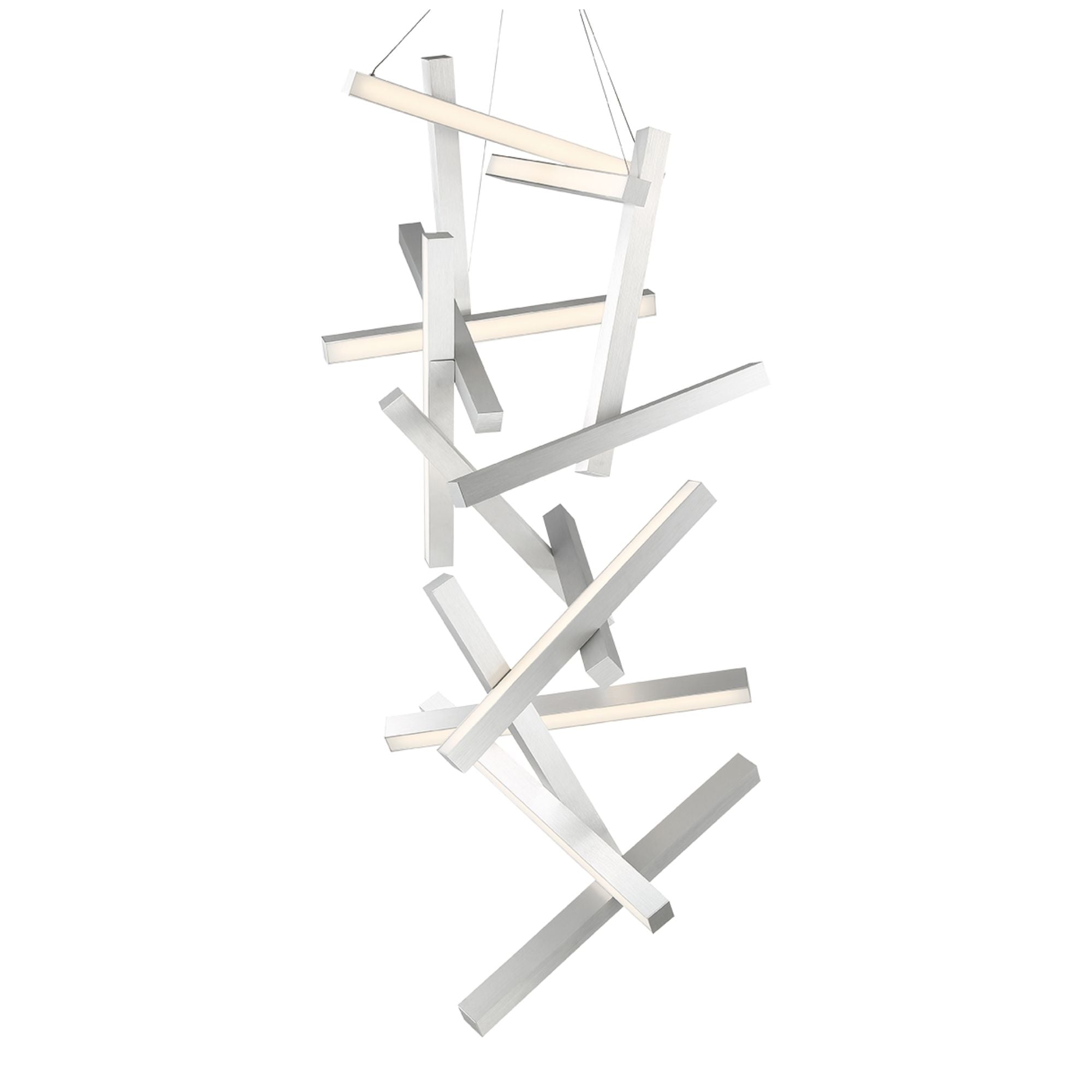 Chaos 75" LED Chandelier, Brushed Aluminum Finish